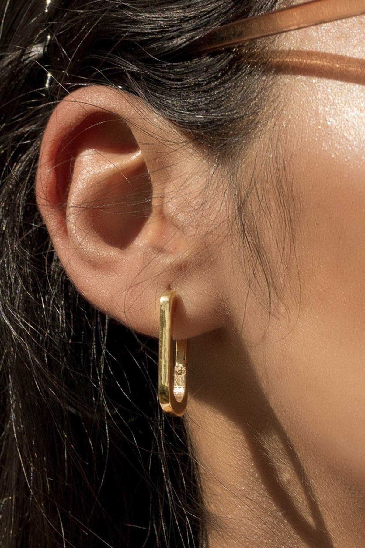 Gold Plated Oblong Earrings
