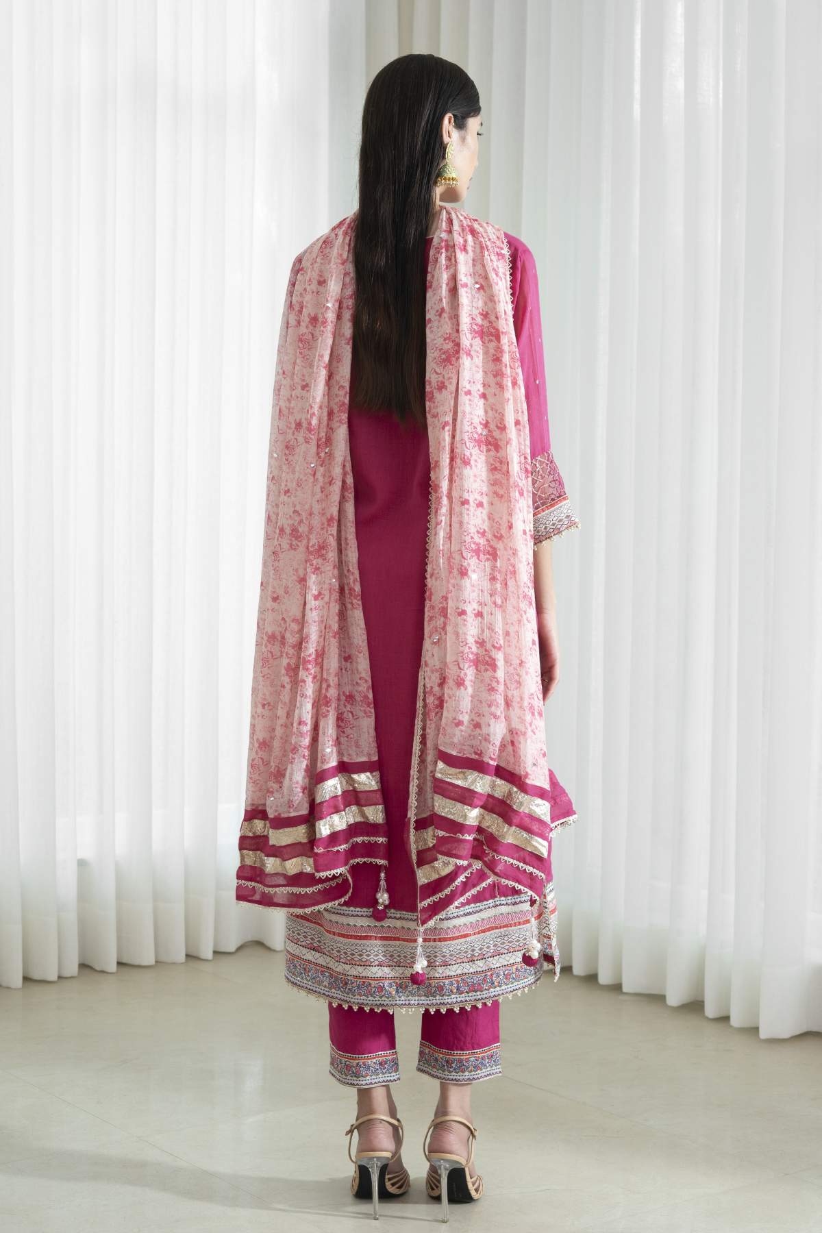 Fuchsia Pink Gota Work Kurta Set
