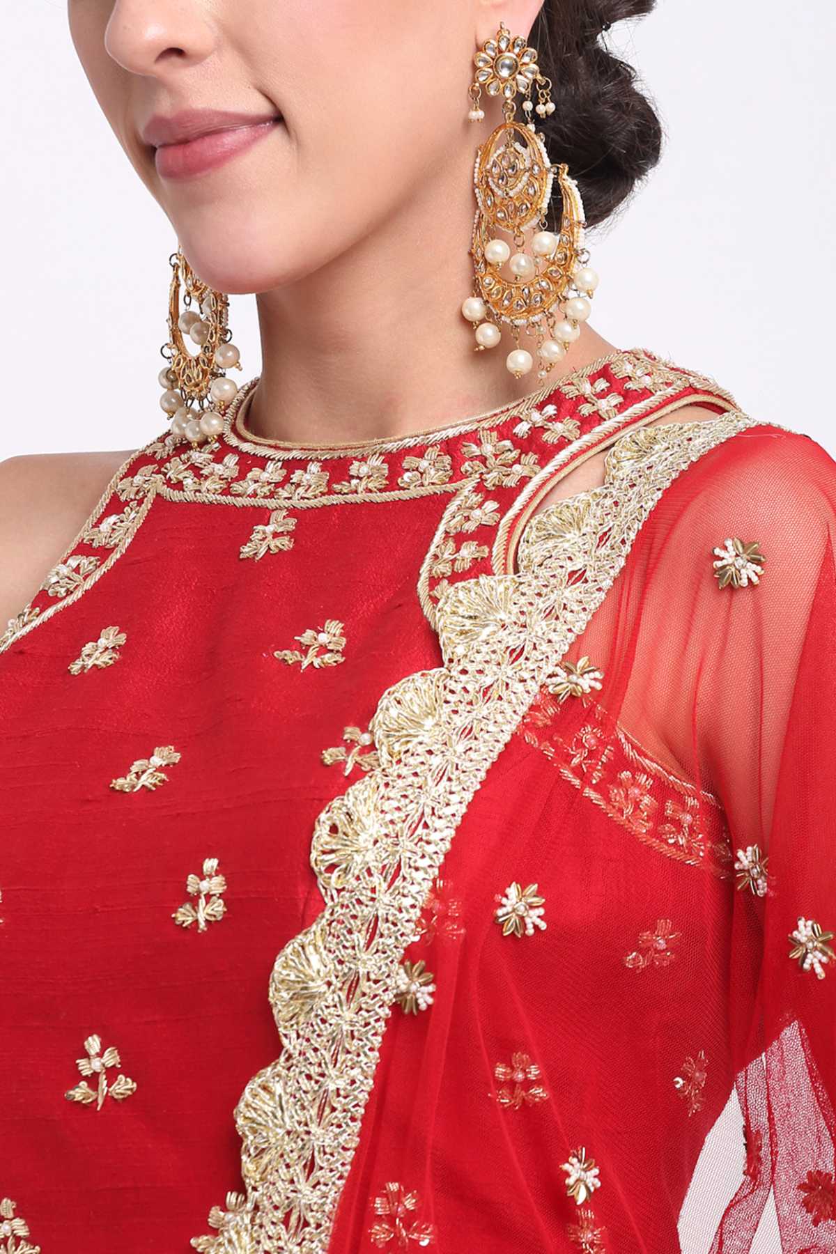Red Zardosi Gota Sharara Set