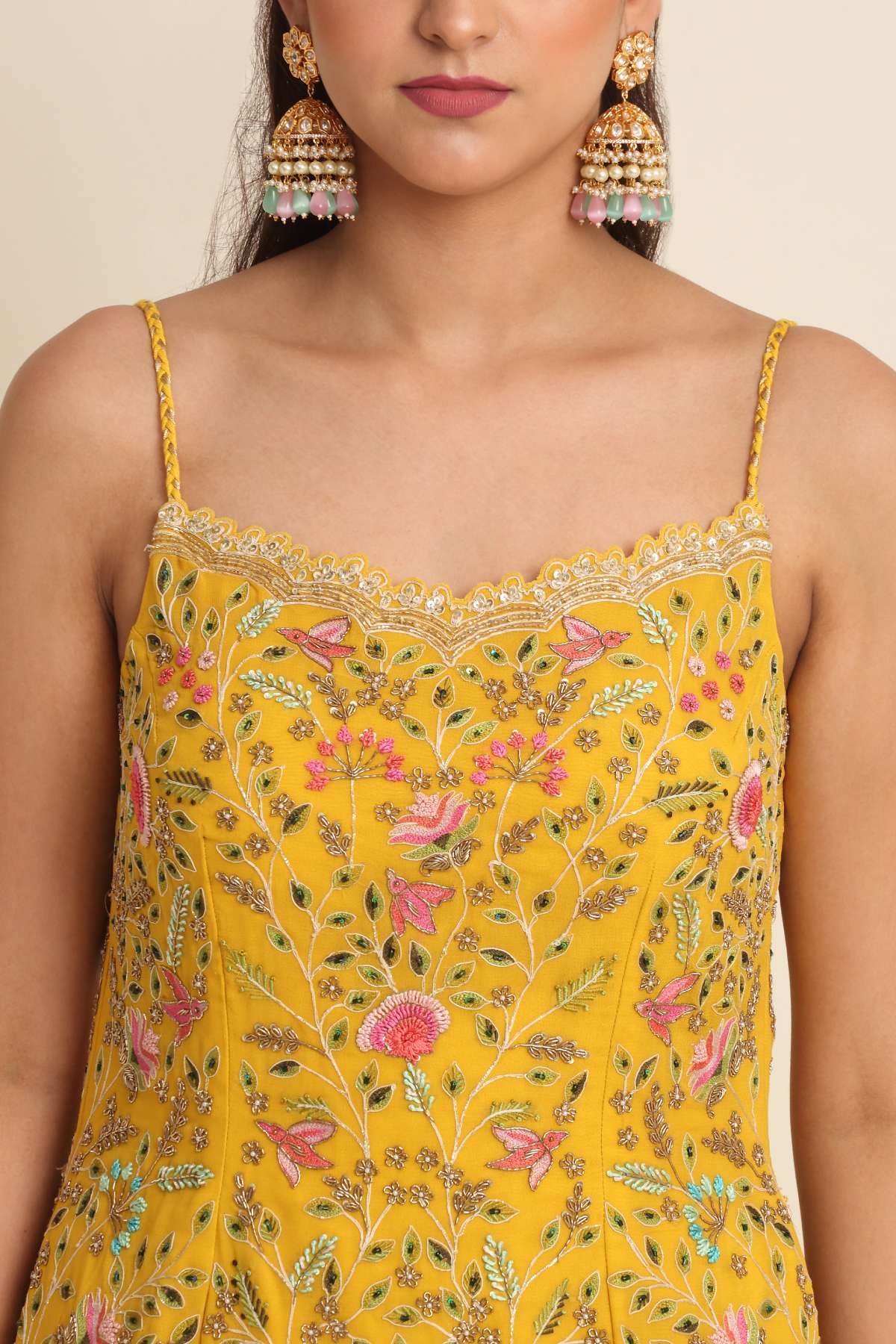 Zardosi Work Yellow Sharara Set