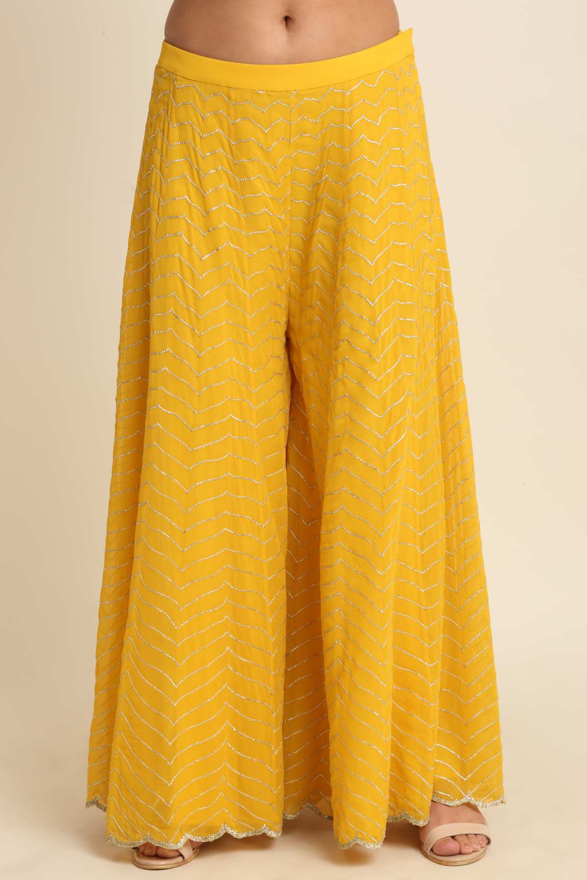 Zardosi Work Yellow Sharara Set