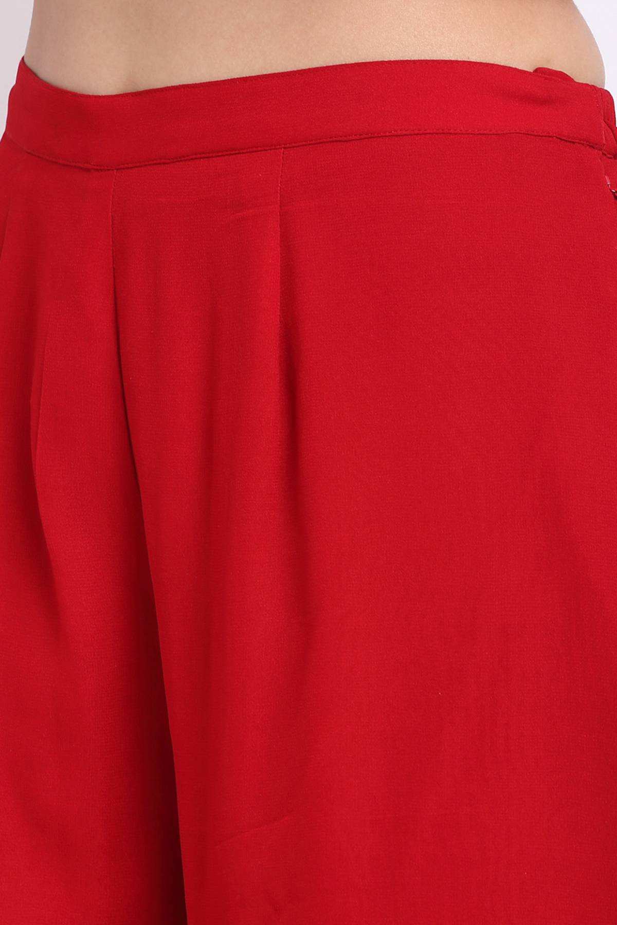 Red Sleeveless Short Kurta Set