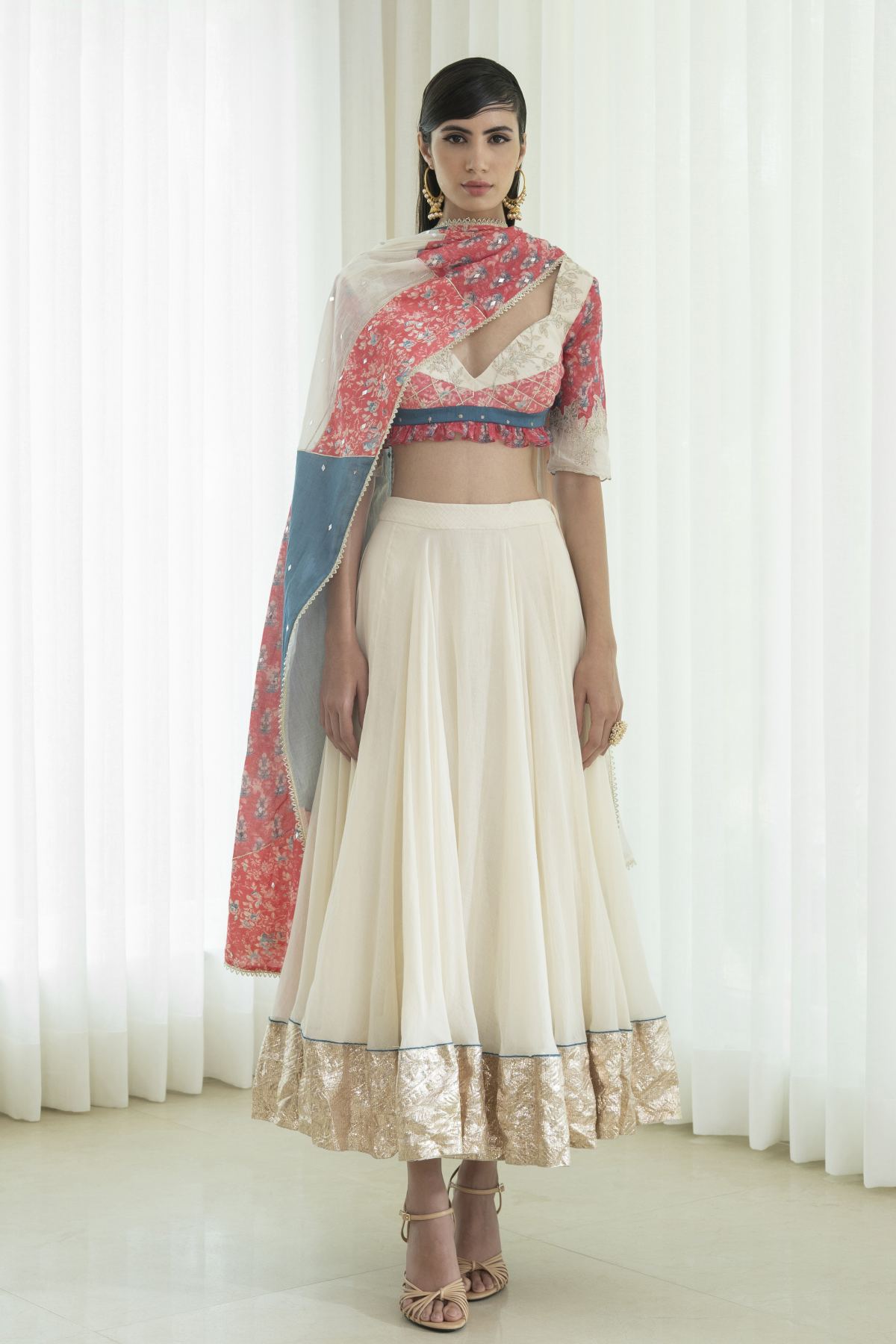 Buy Gota & Zari Lehenga Set by Mandira Wirk