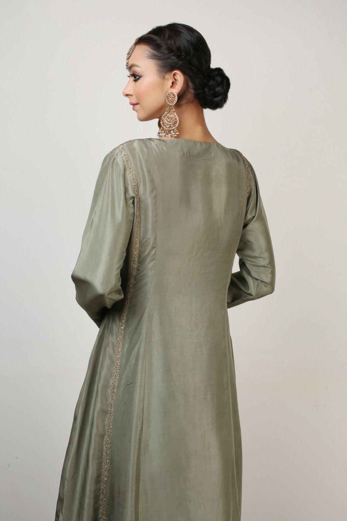 Green Zardosi Flared Kurta Set