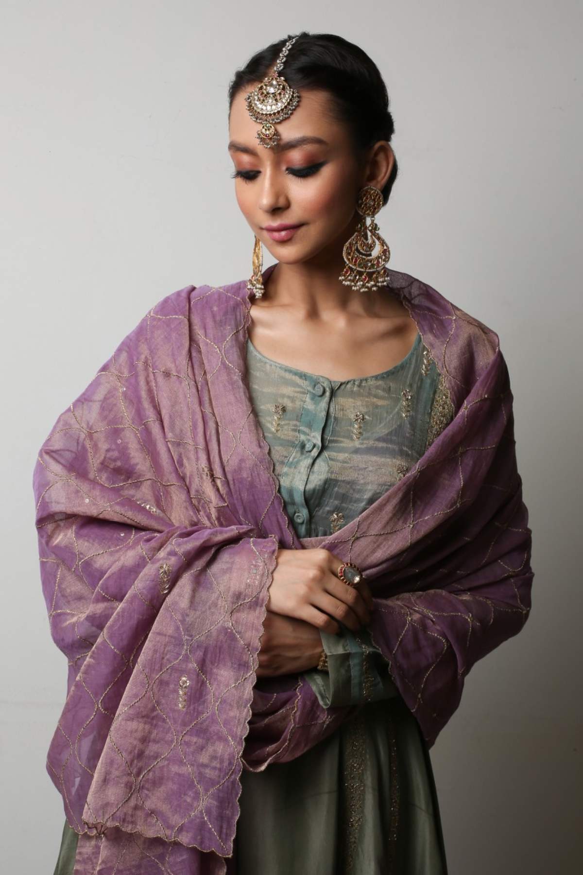 Green Zardosi Flared Kurta Set