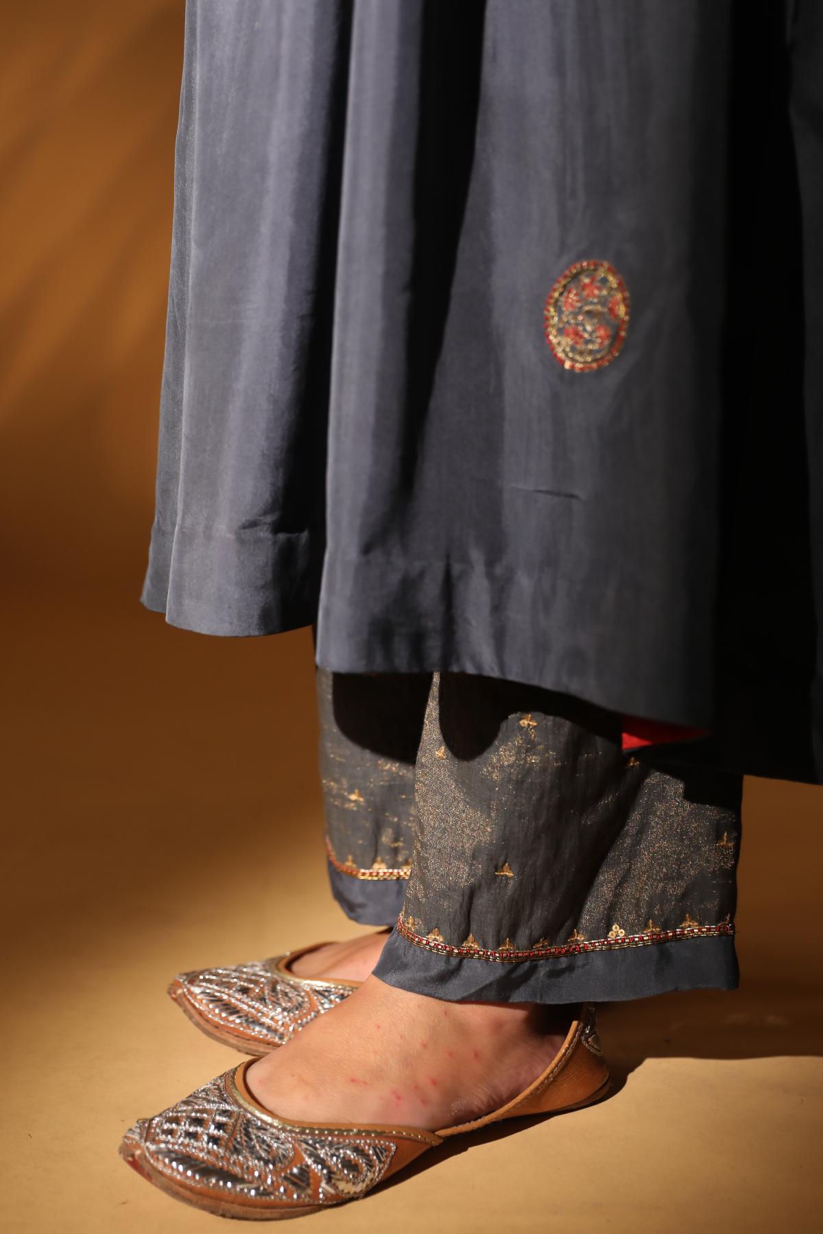 Charcoal Habutai Silk Kurta Set