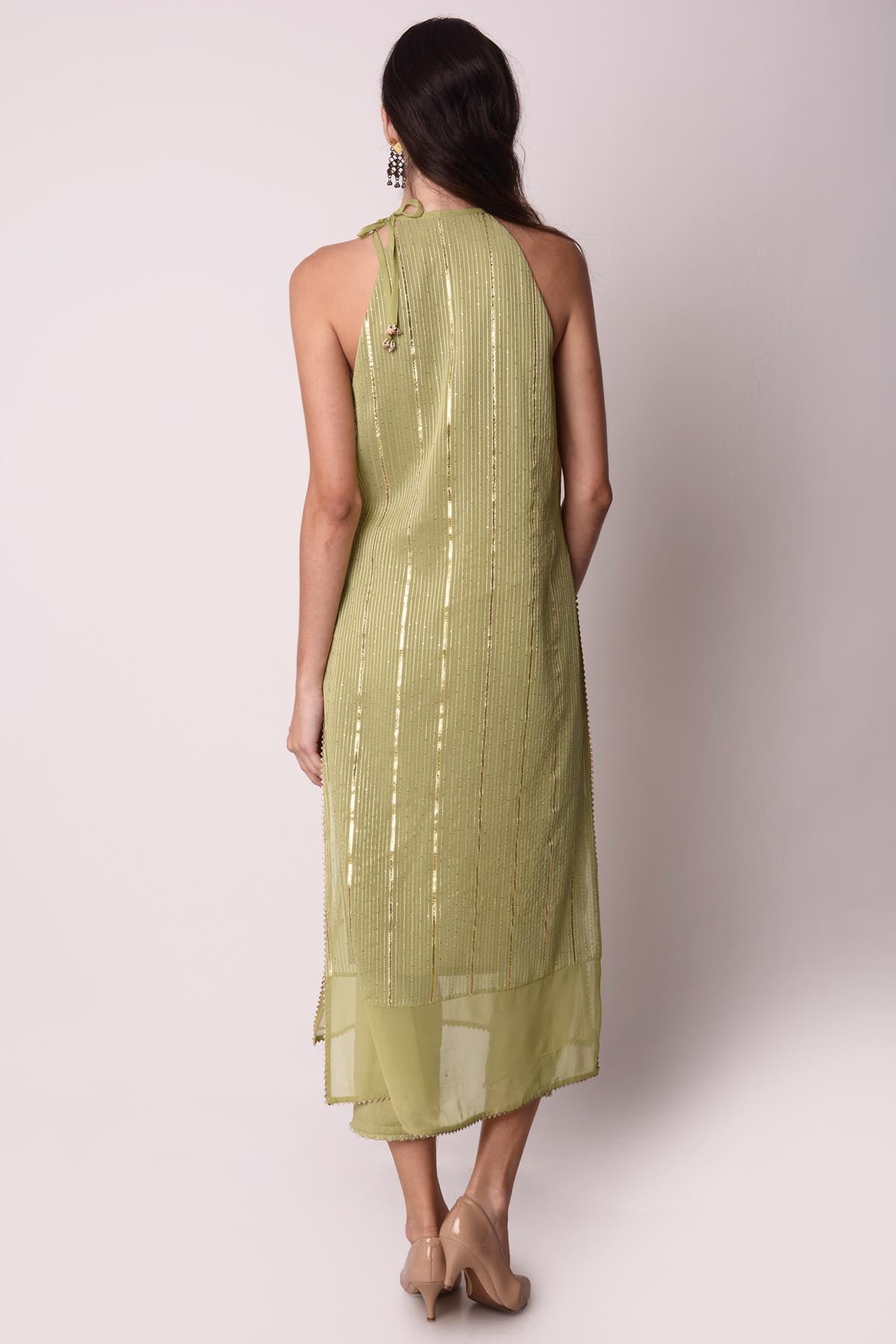 Halter Embroidered Kurta Set