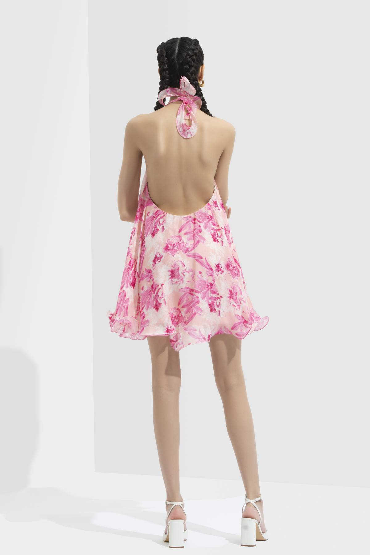 Halter Printed Flare Dress