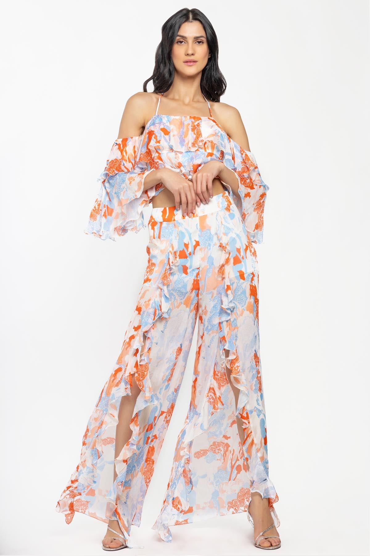 Buy Halter Printed Top & Pant Set by Mandira Wirk