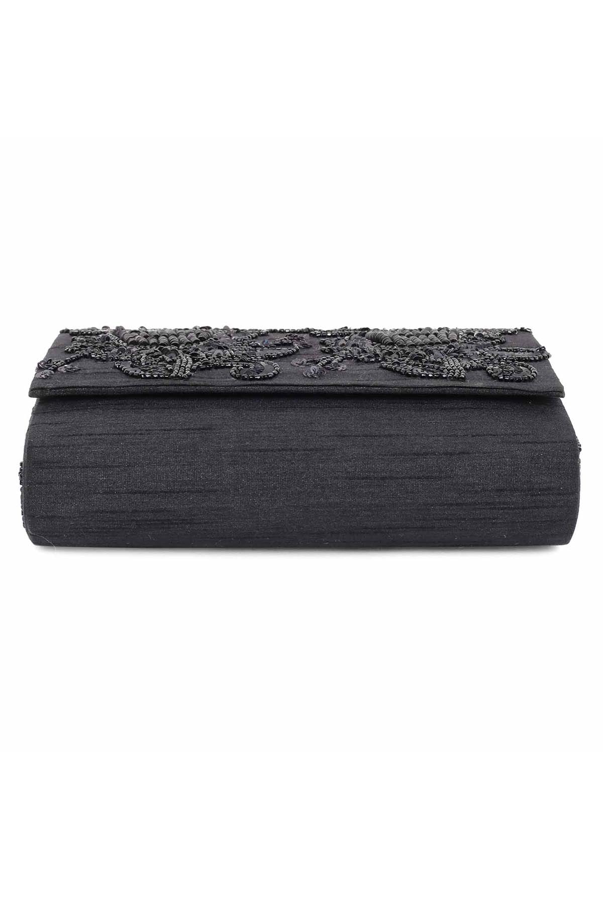 Black Beads Embellished Clutch