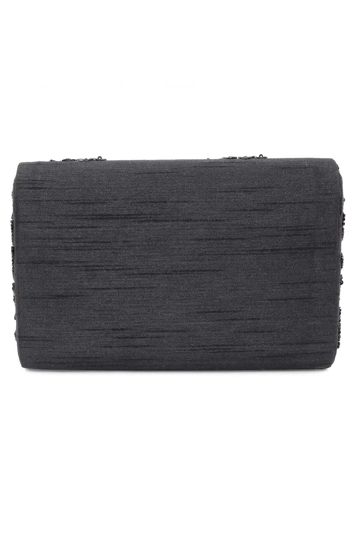 Black Beads Embellished Clutch