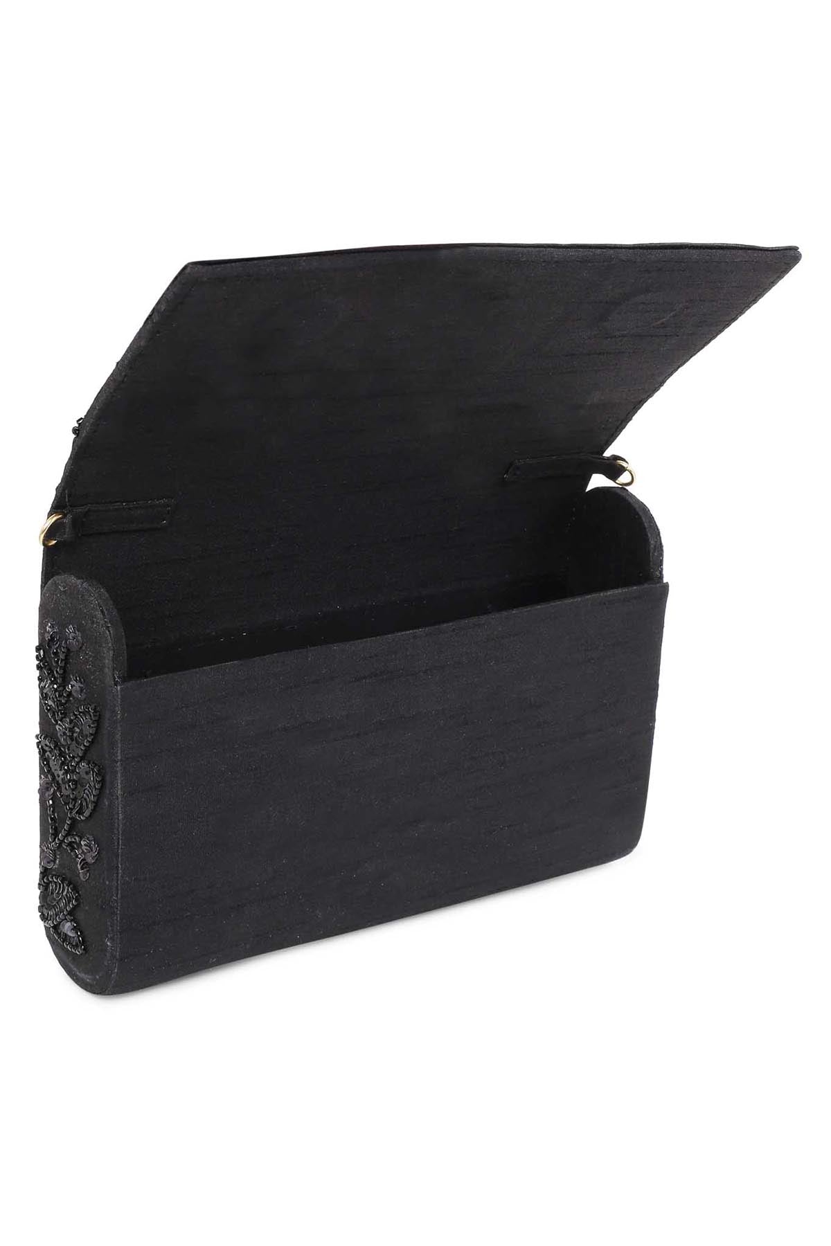 Black Beads Embellished Clutch