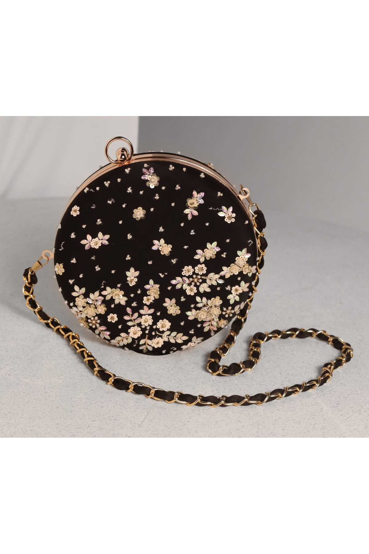 Black Hand Embroidered Clutch