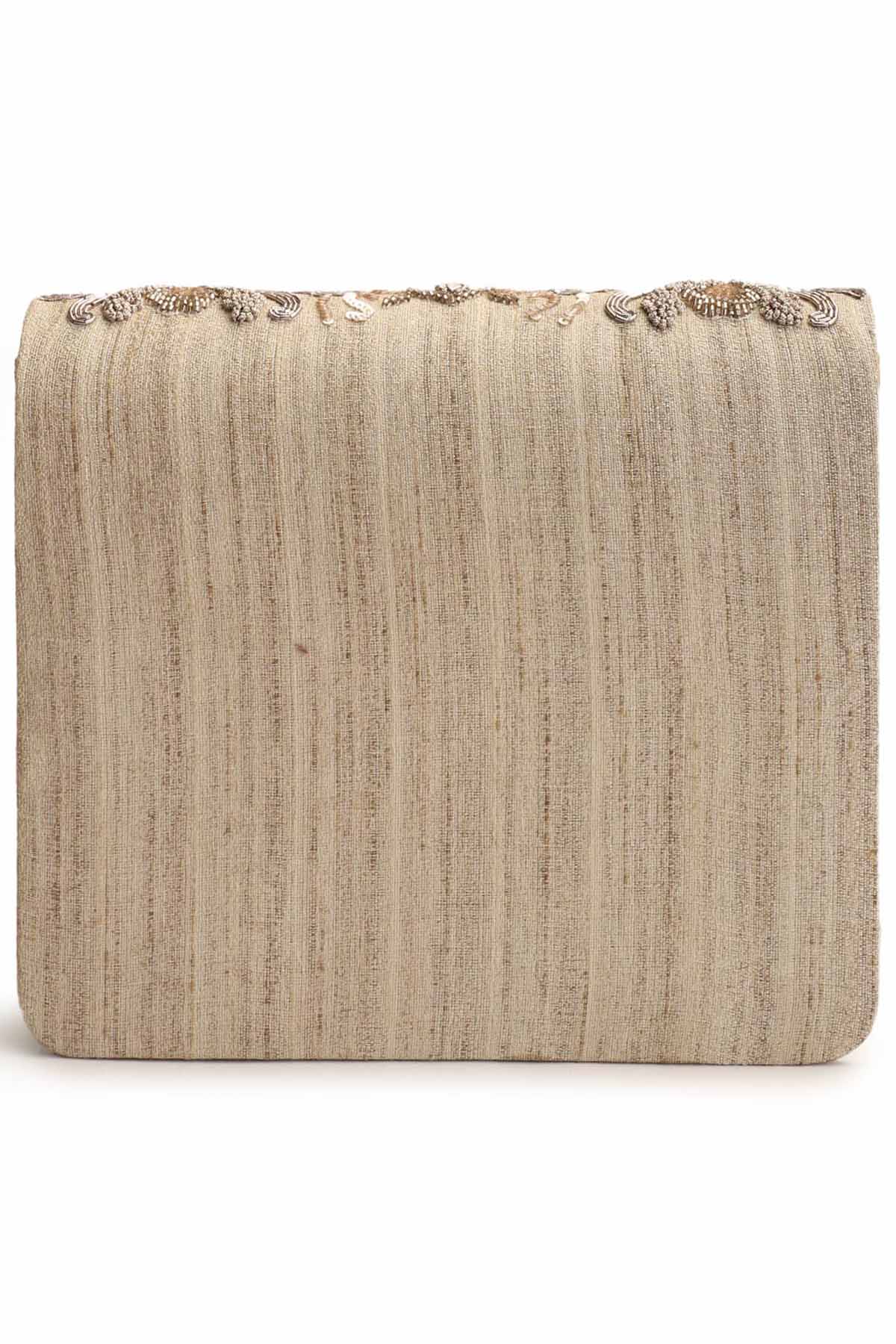 Peach Hand Embroidered Clutch