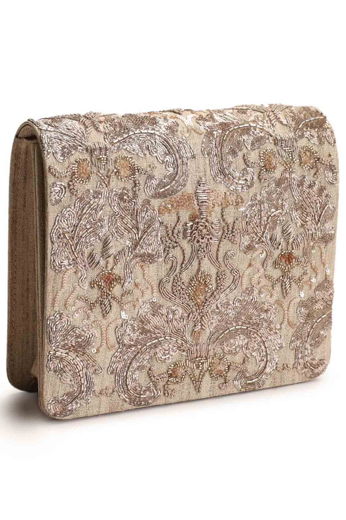 Peach Hand Embroidered Clutch