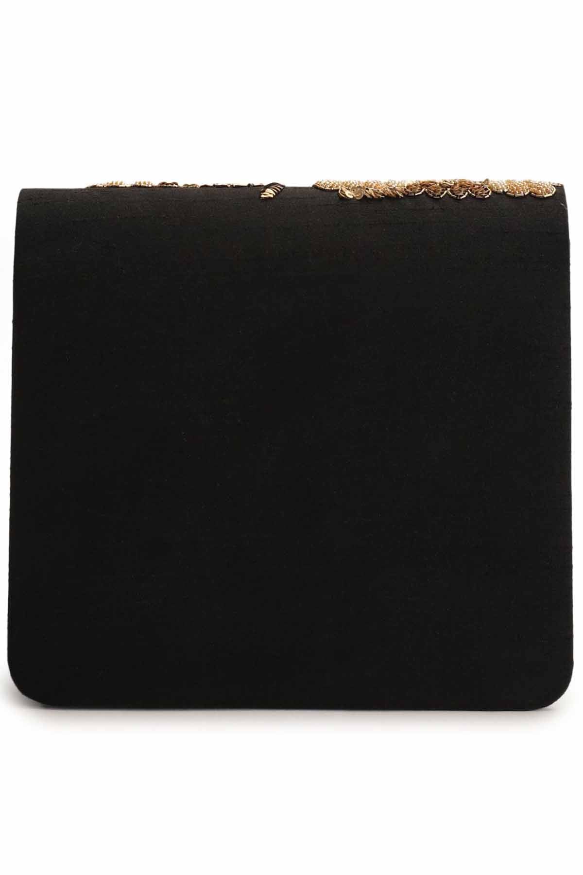 Gold & Black Embroidered Clutch