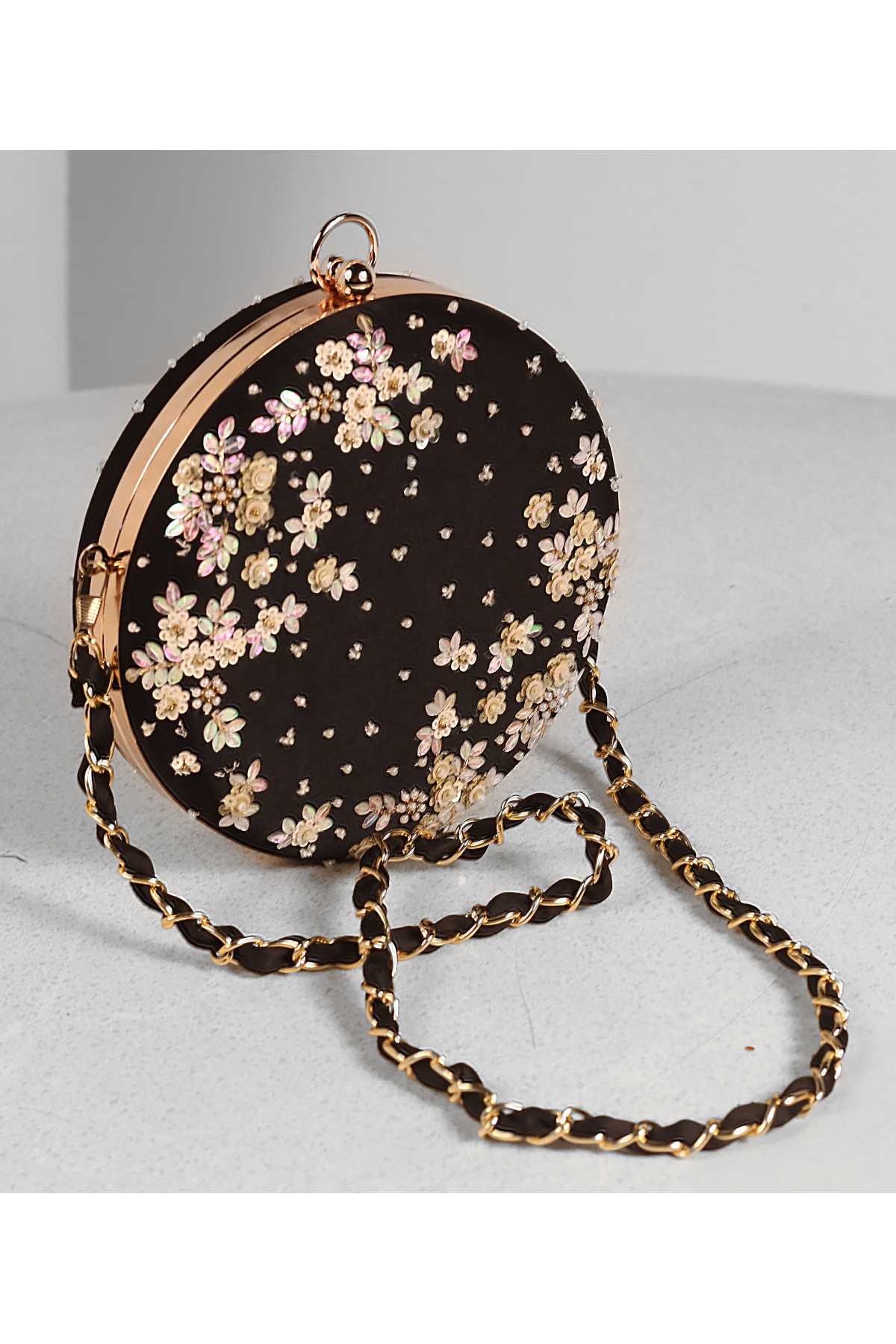 Black Hand Embroidered Clutch