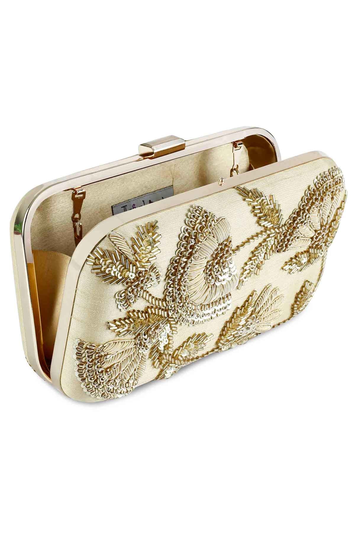 Gold Sequins Embroidered Clutch