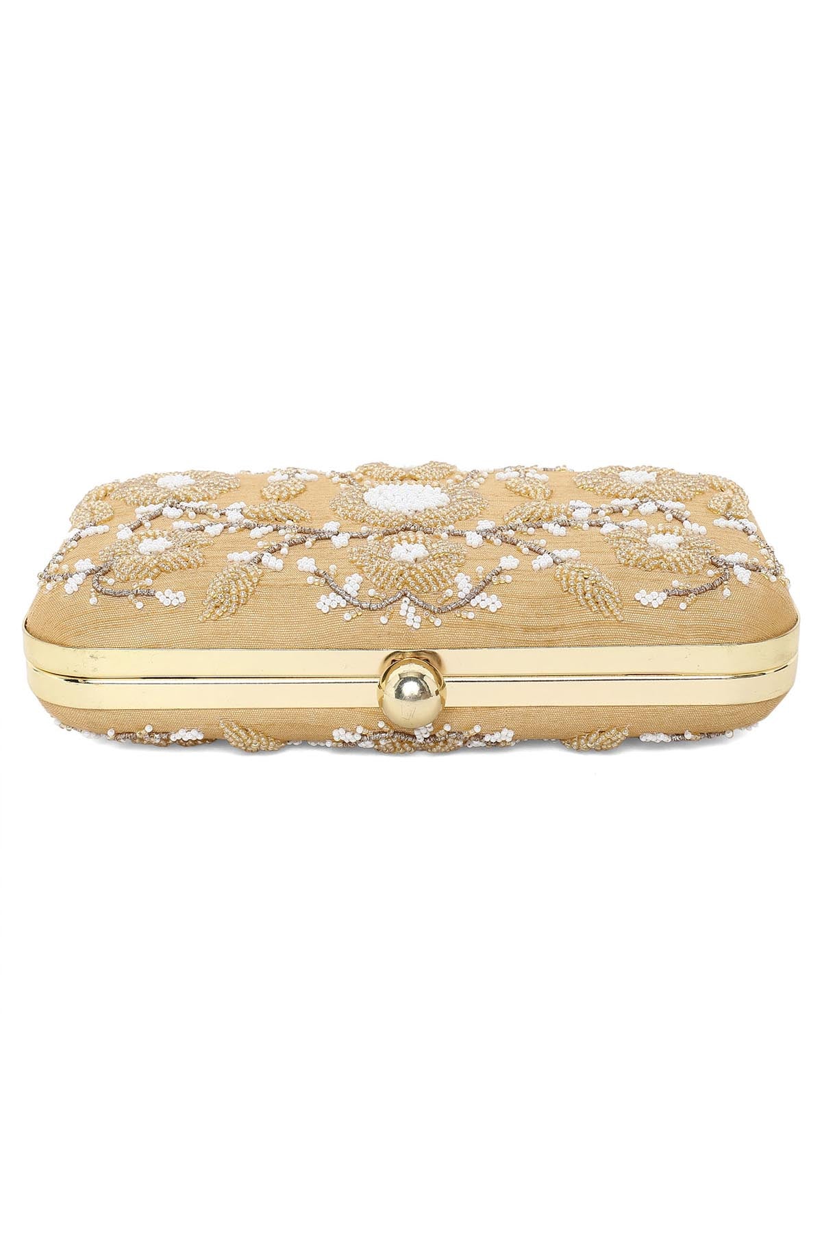 Gold Beads Embroidered Clutch