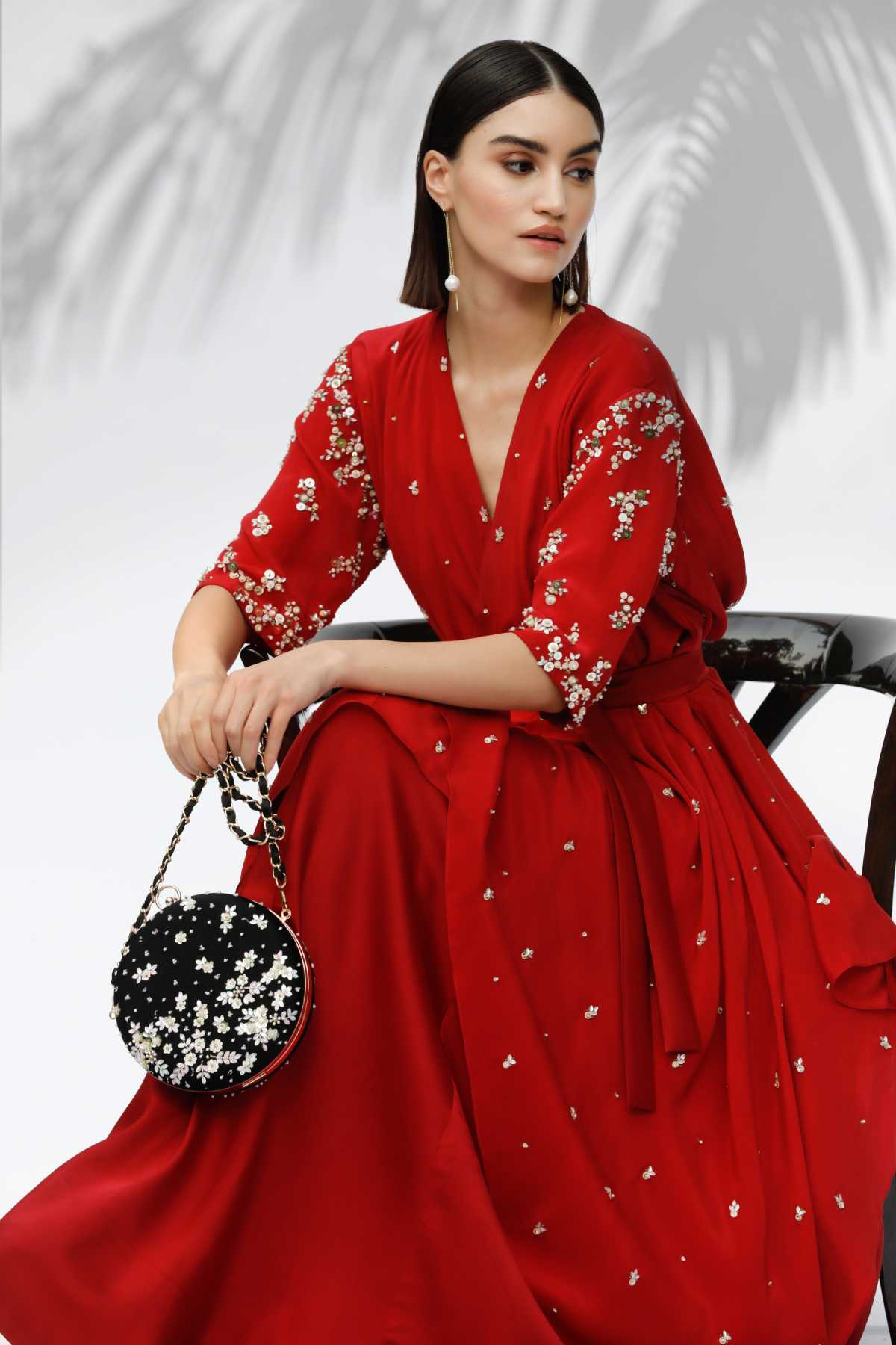 Black Hand Embroidered Clutch