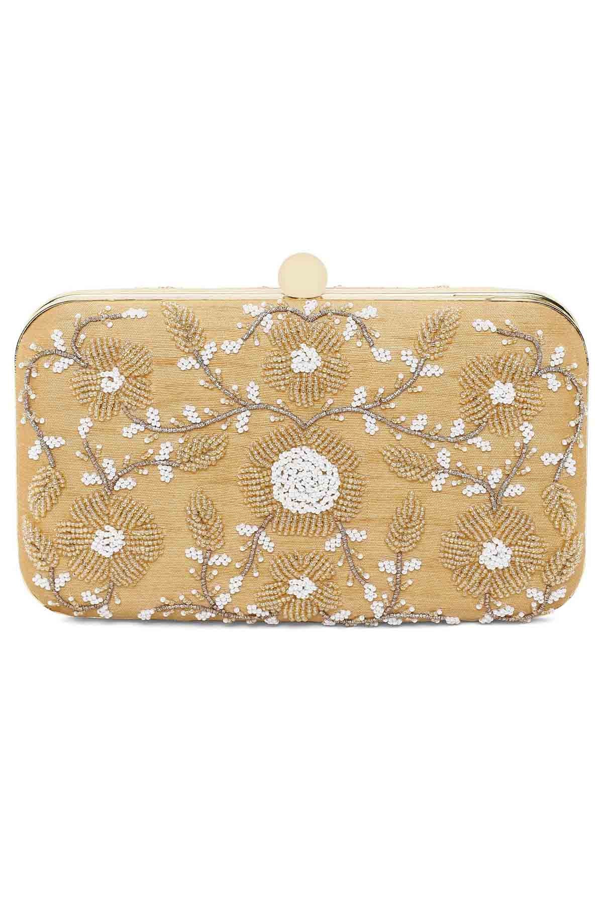 Gold Beads Embroidered Clutch