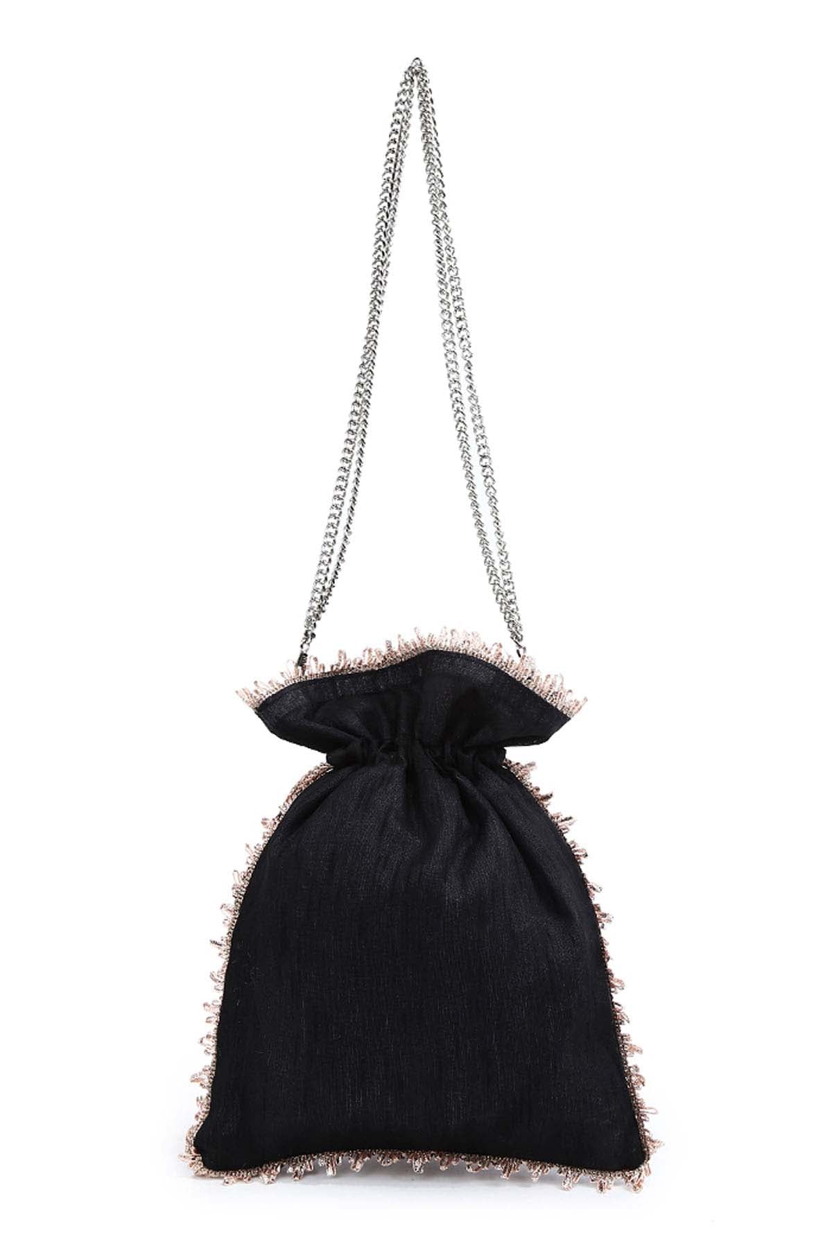 Black Hand Embroidered Potli