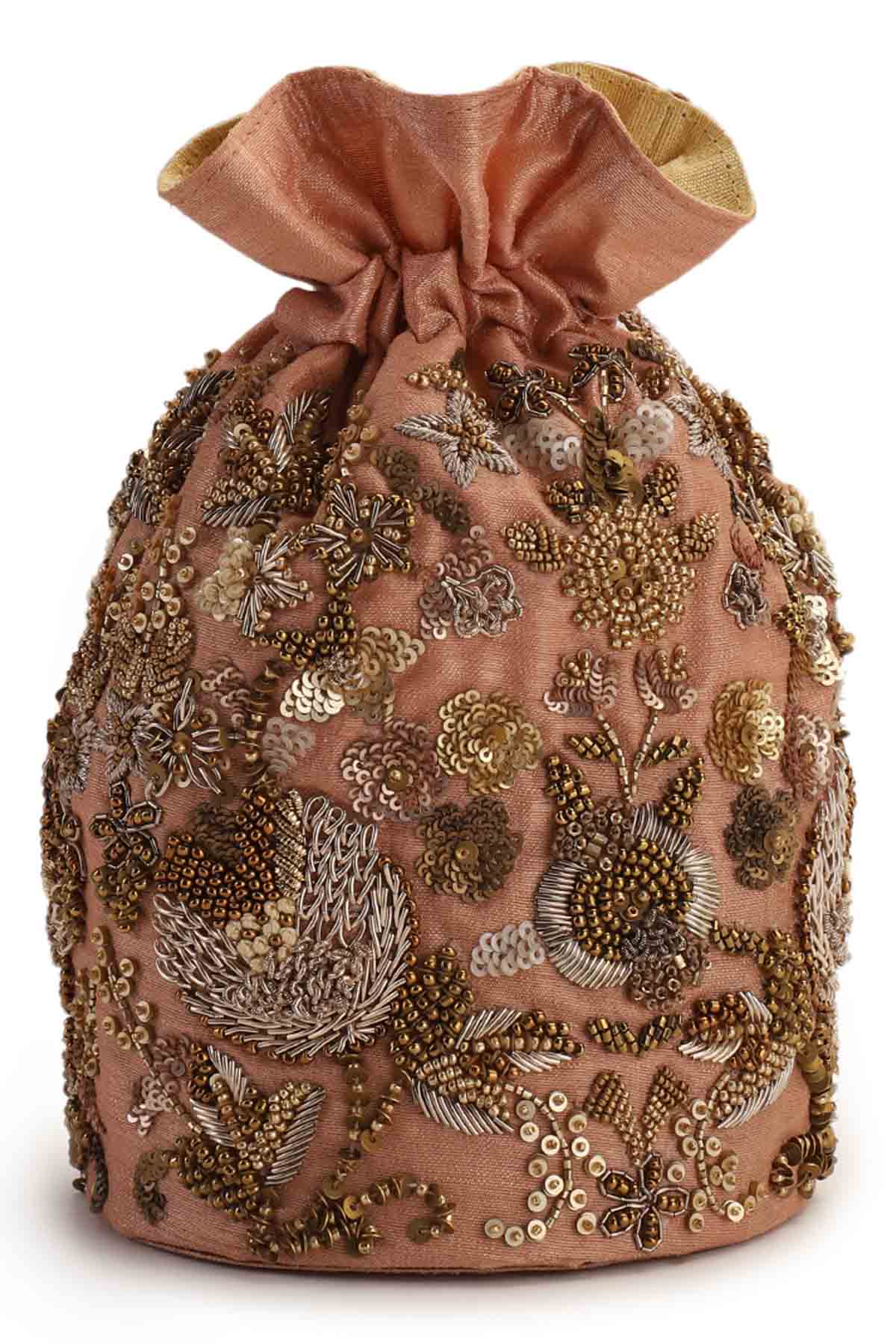 Pink Hand Embroidered Potli