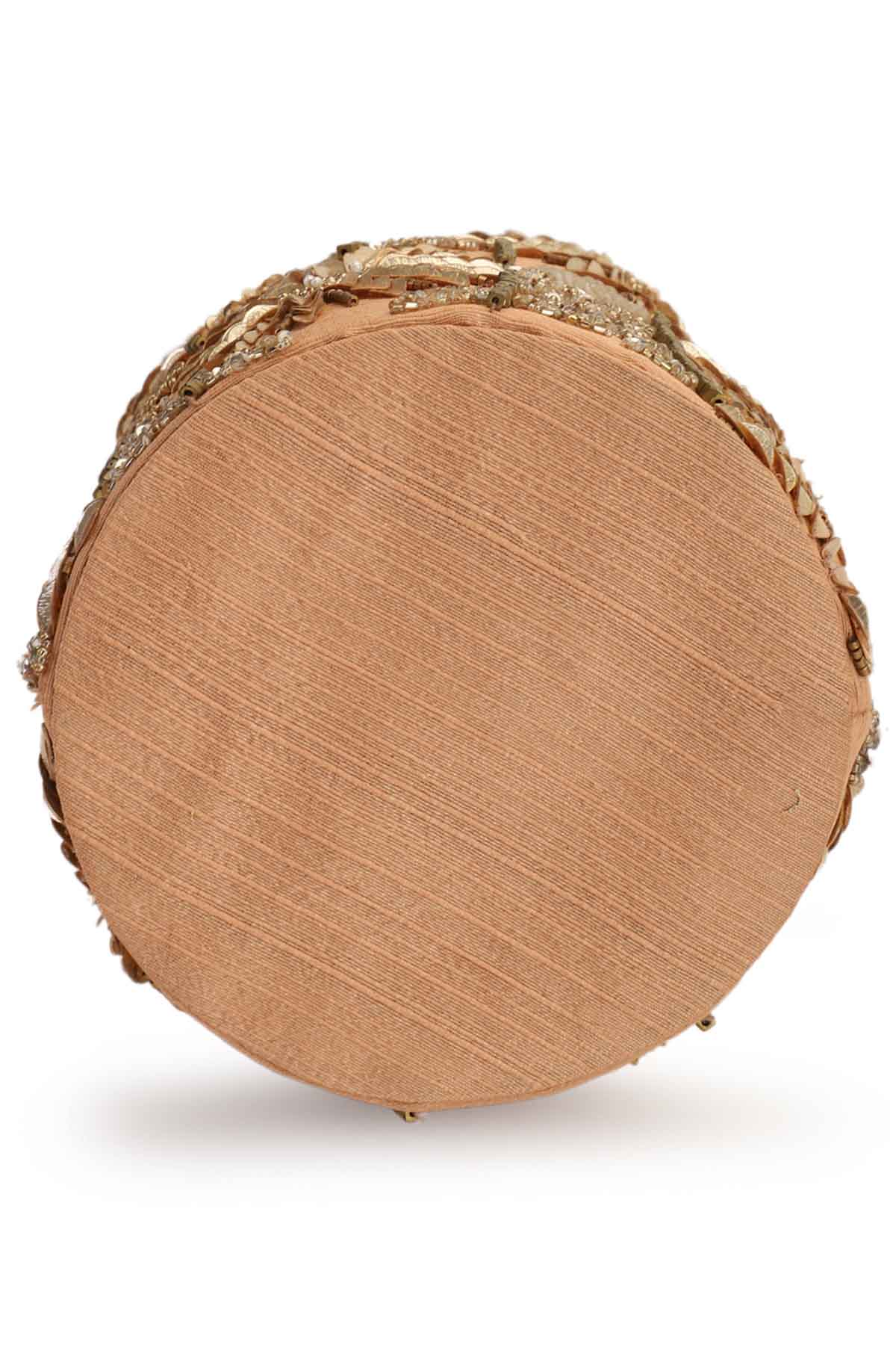 Peach Hand Embroidered Potli