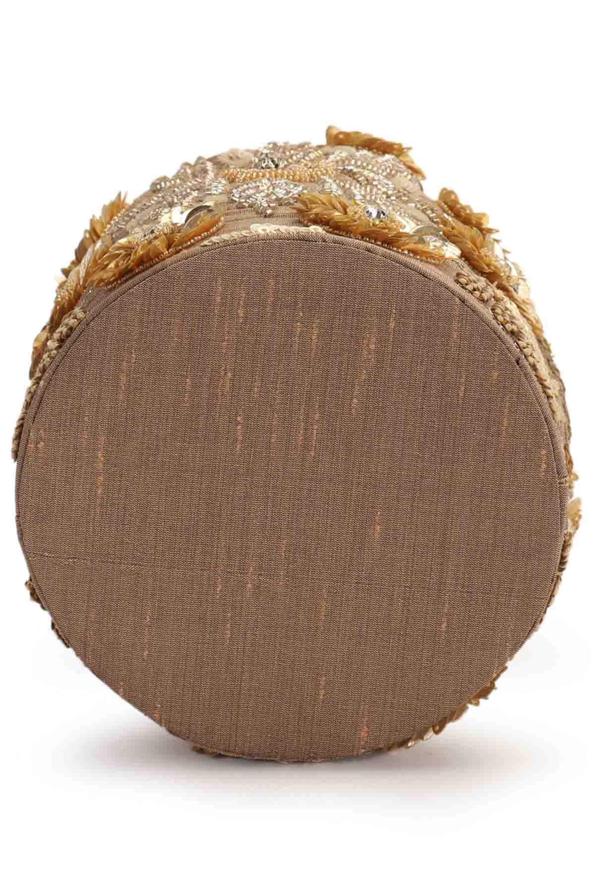 Gold Hand Embroidered Potli