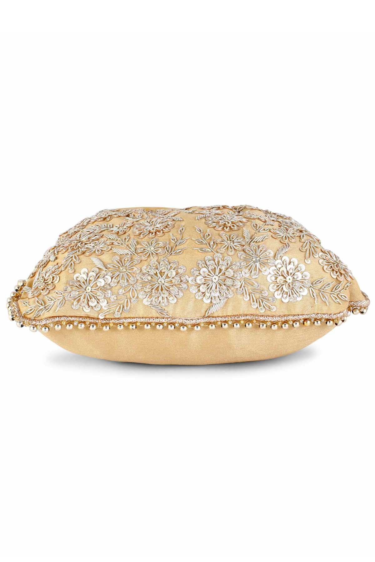 Hand Embroidered Gold Potli