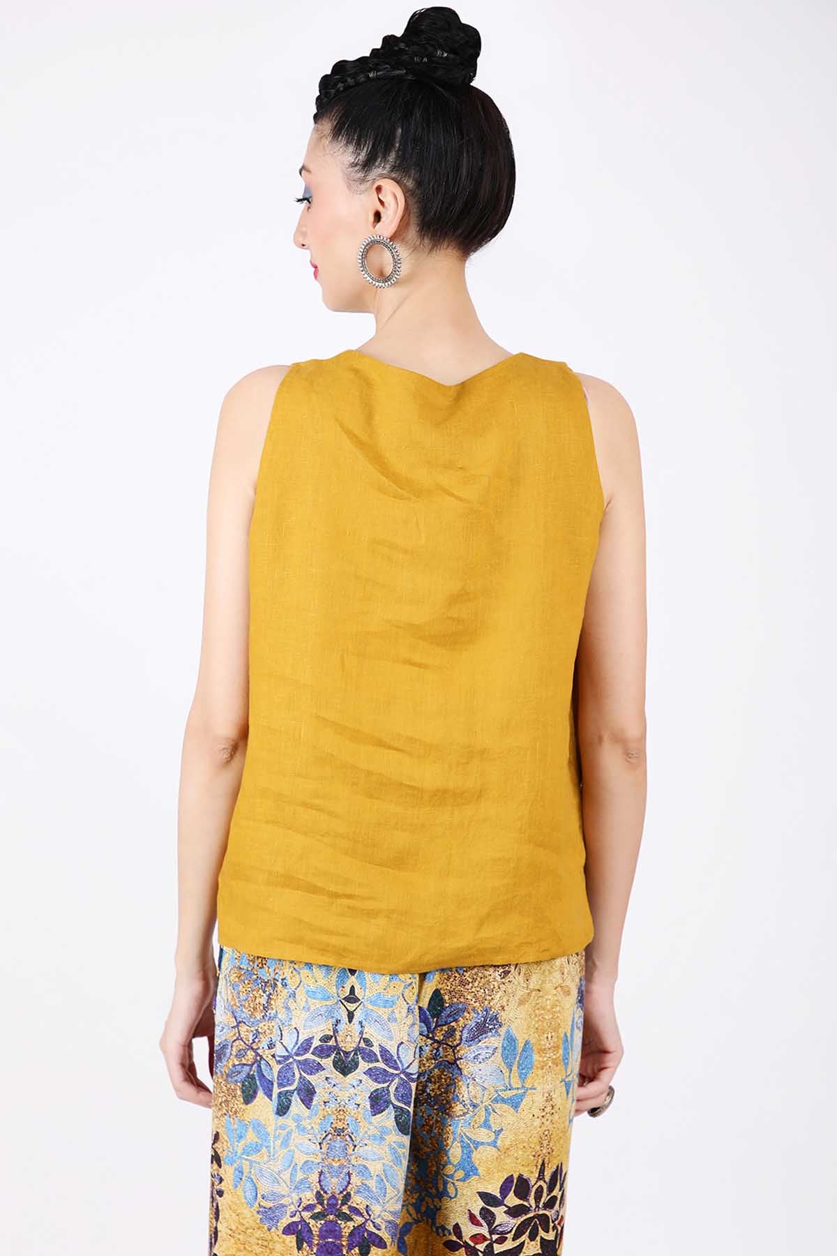 Mustard Embroidered Floral Top