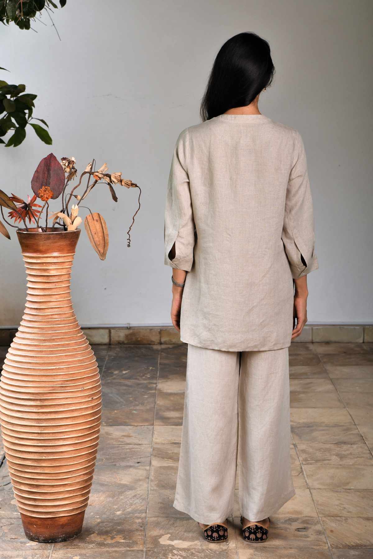 Beige Hand Embroidered Tunic