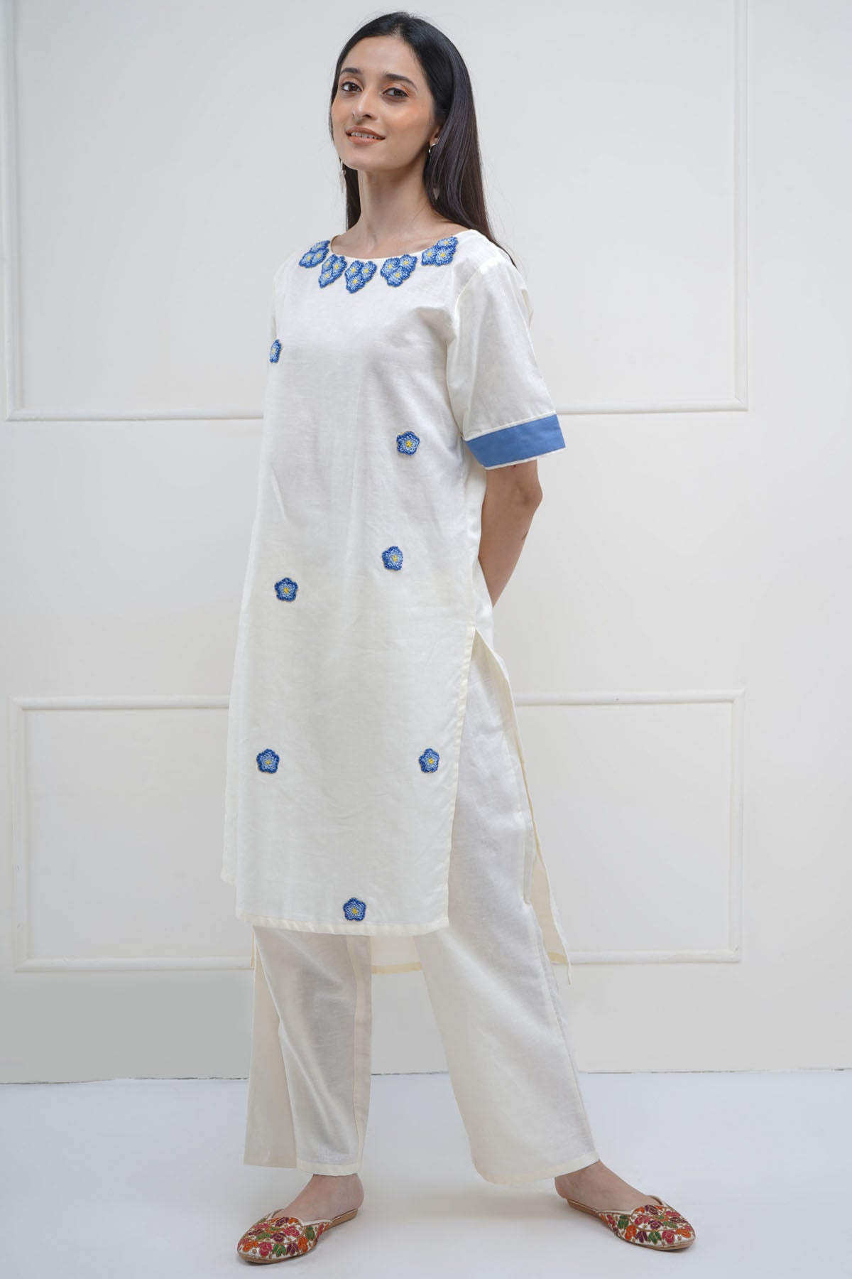 White Embroidered Tunic & Pants