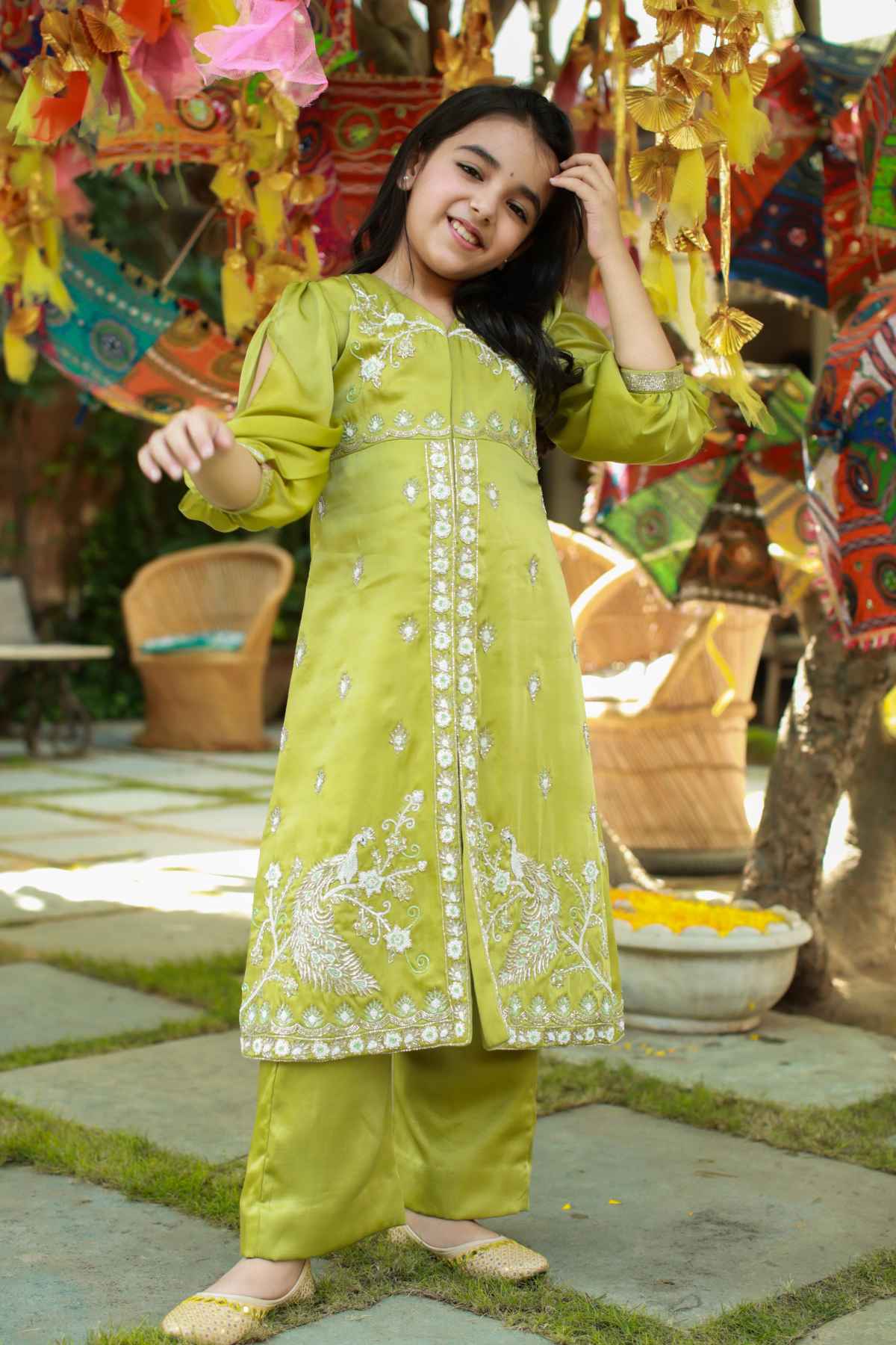 Buy Kids Designer Littleens Intricate thread work and tactile detailed jacket and trousers Online at ScrollnShops