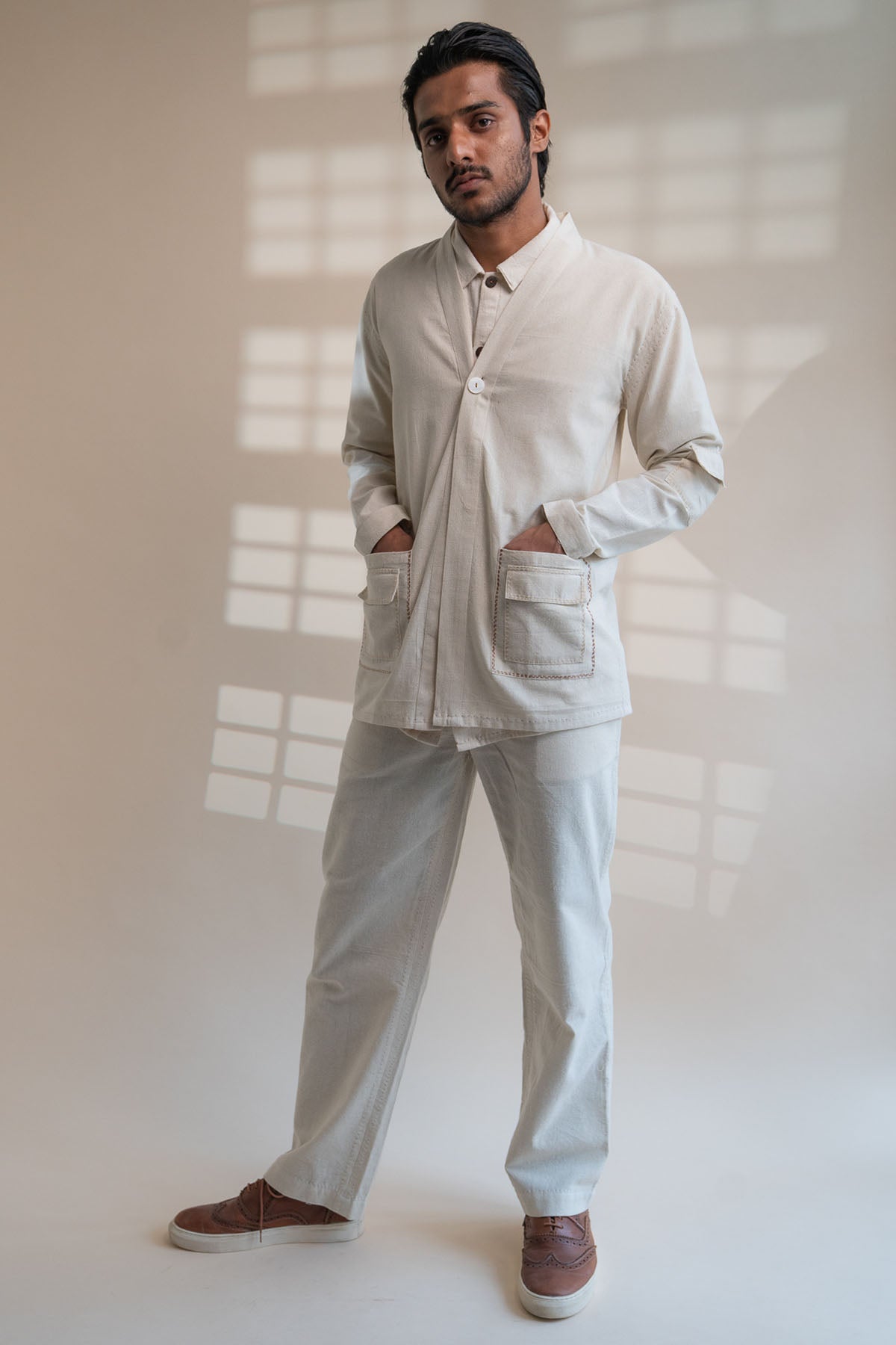 Buy Designer Haori Pocket Cotton Jacket By Lafaani