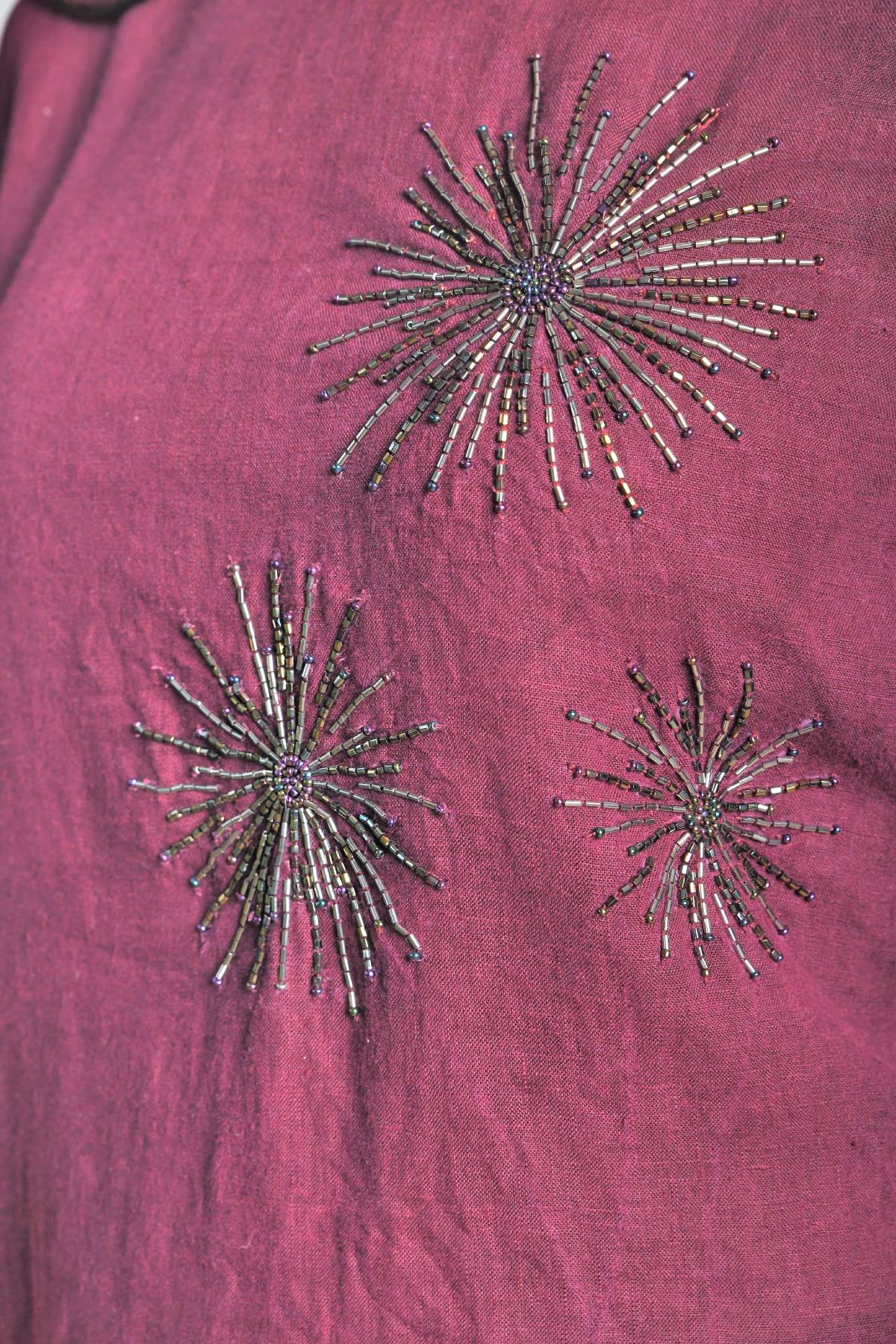 Wine Embroidered High-Low Tunic