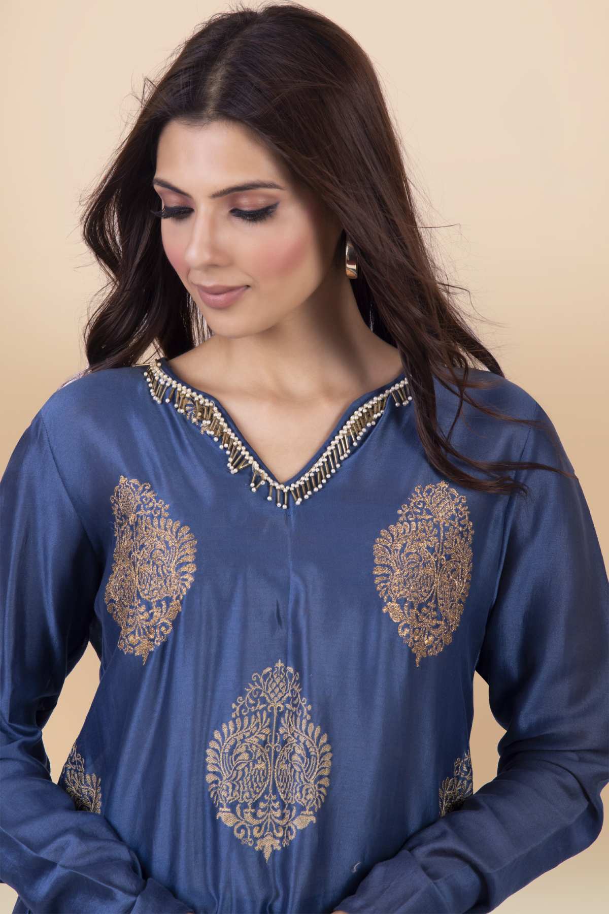 Blue High-Low Kurta & Dhoti