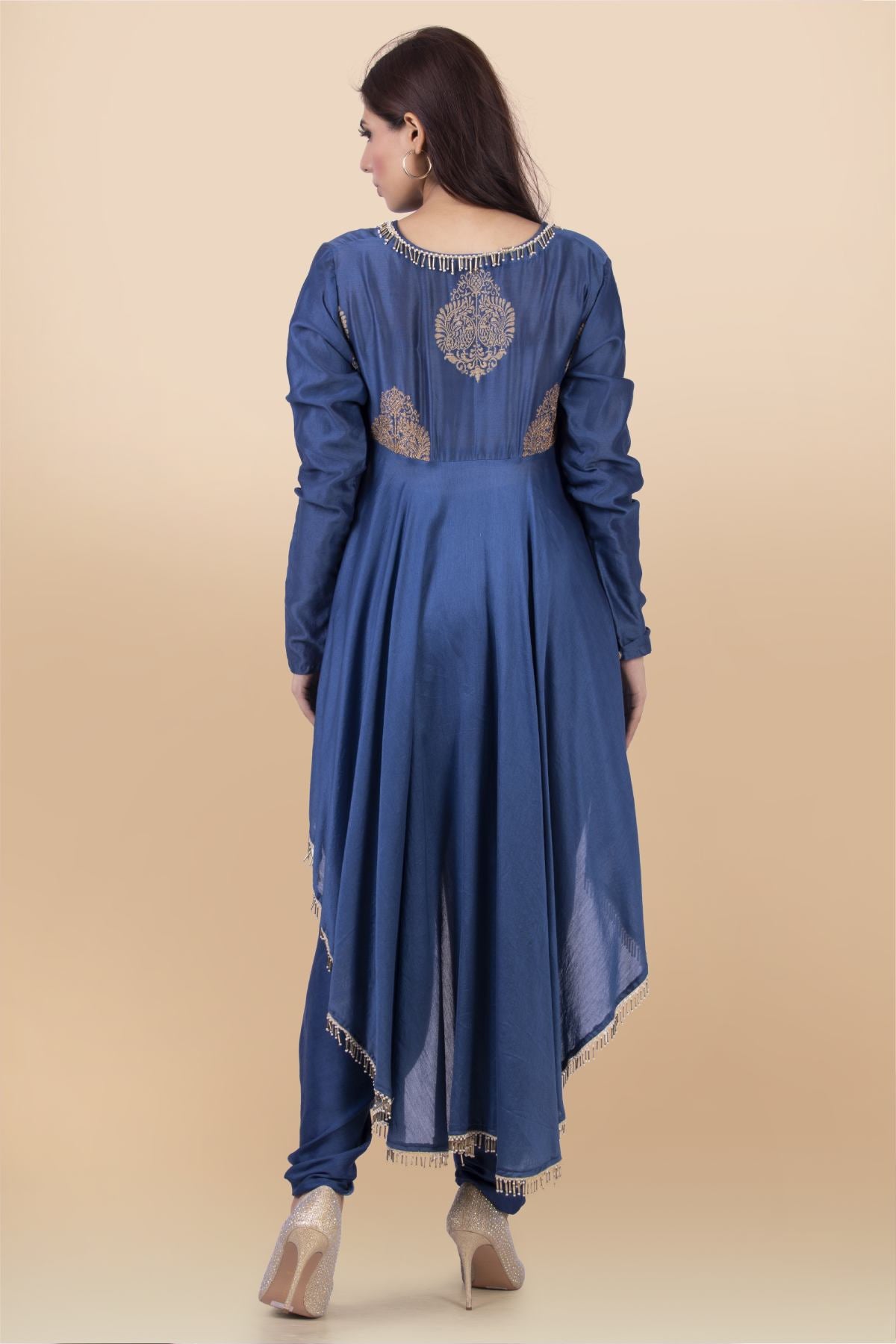 Blue High-Low Kurta & Dhoti