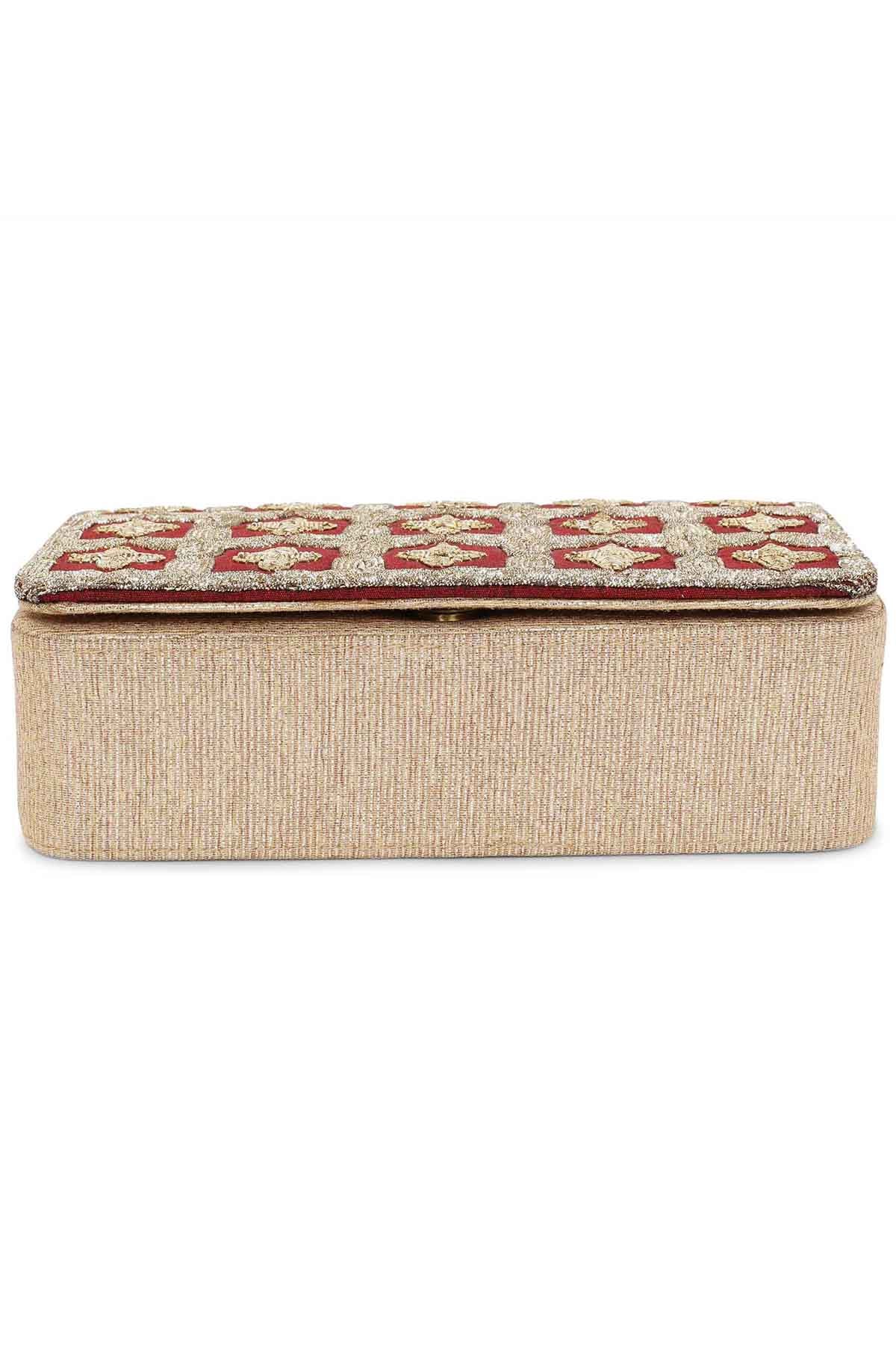 Red Jaal Embroidered Clutch