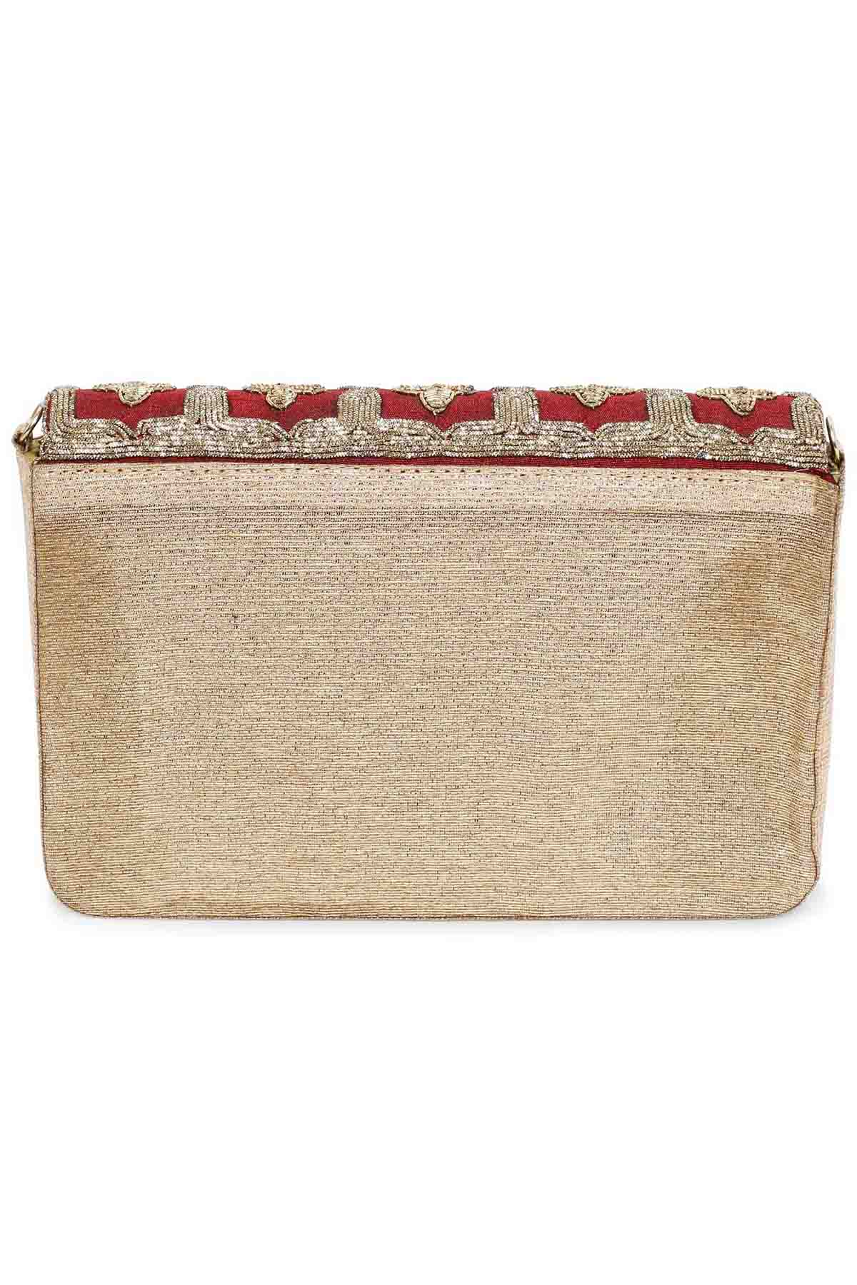 Red Jaal Embroidered Clutch