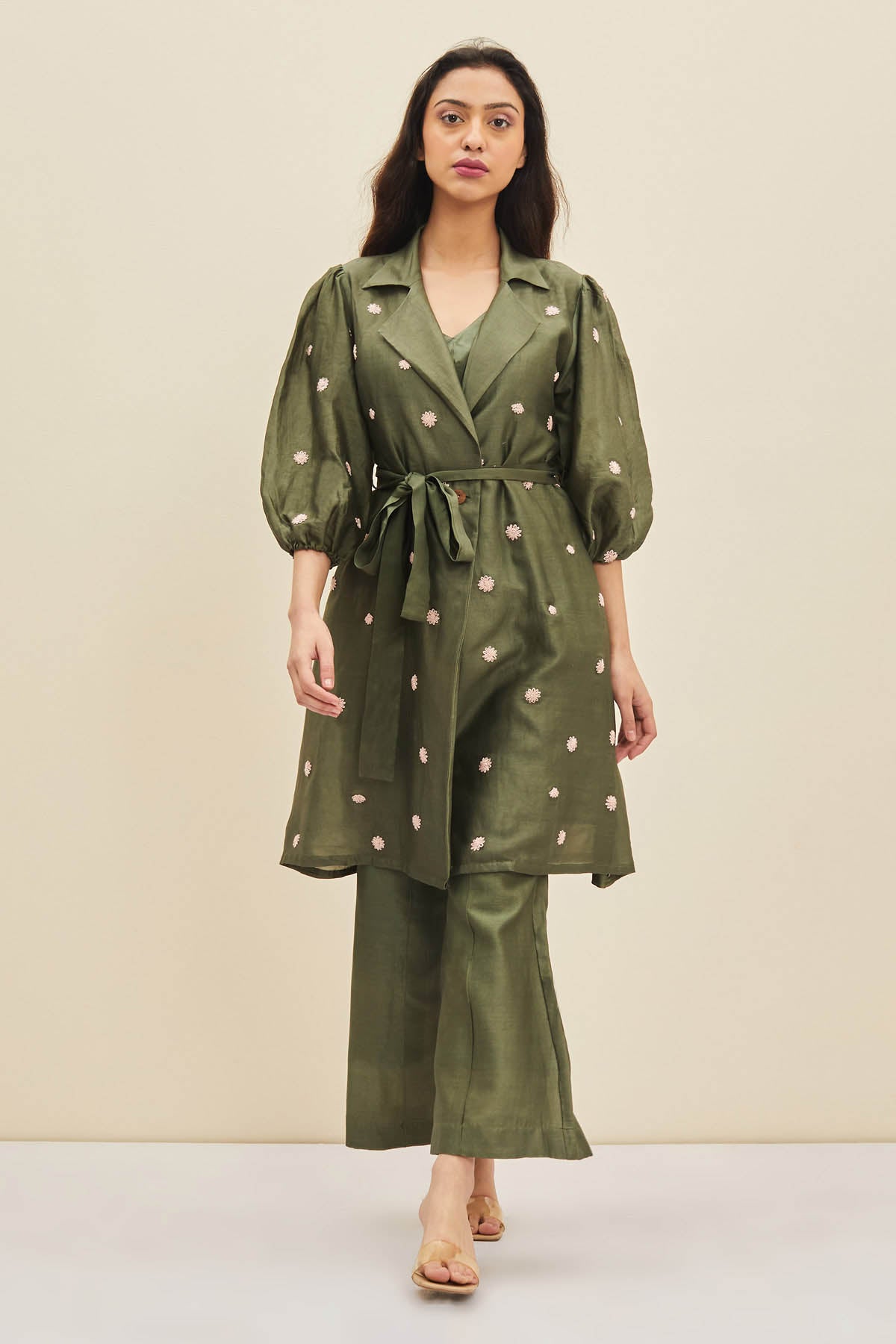 Green Embellished Tunic Set