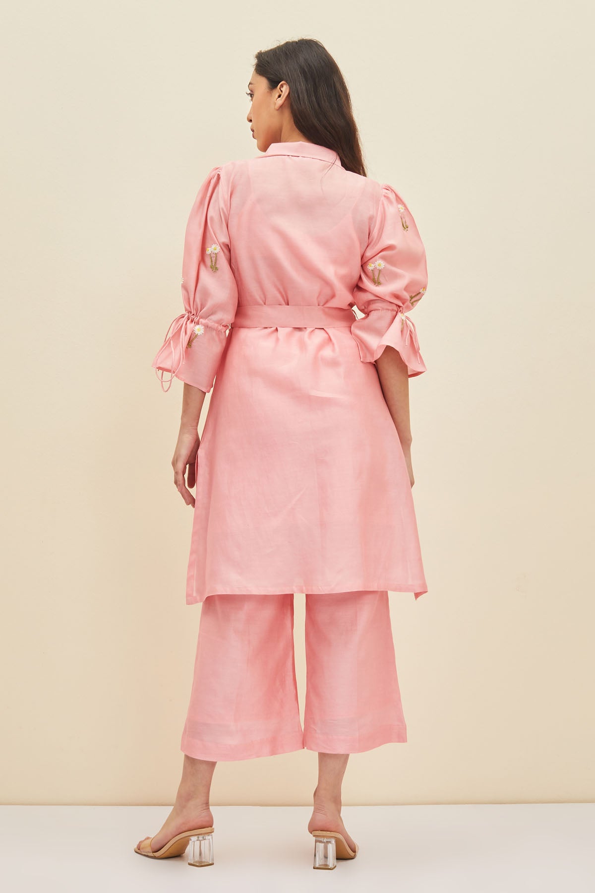 Pink Hand Embellished Tunic Set