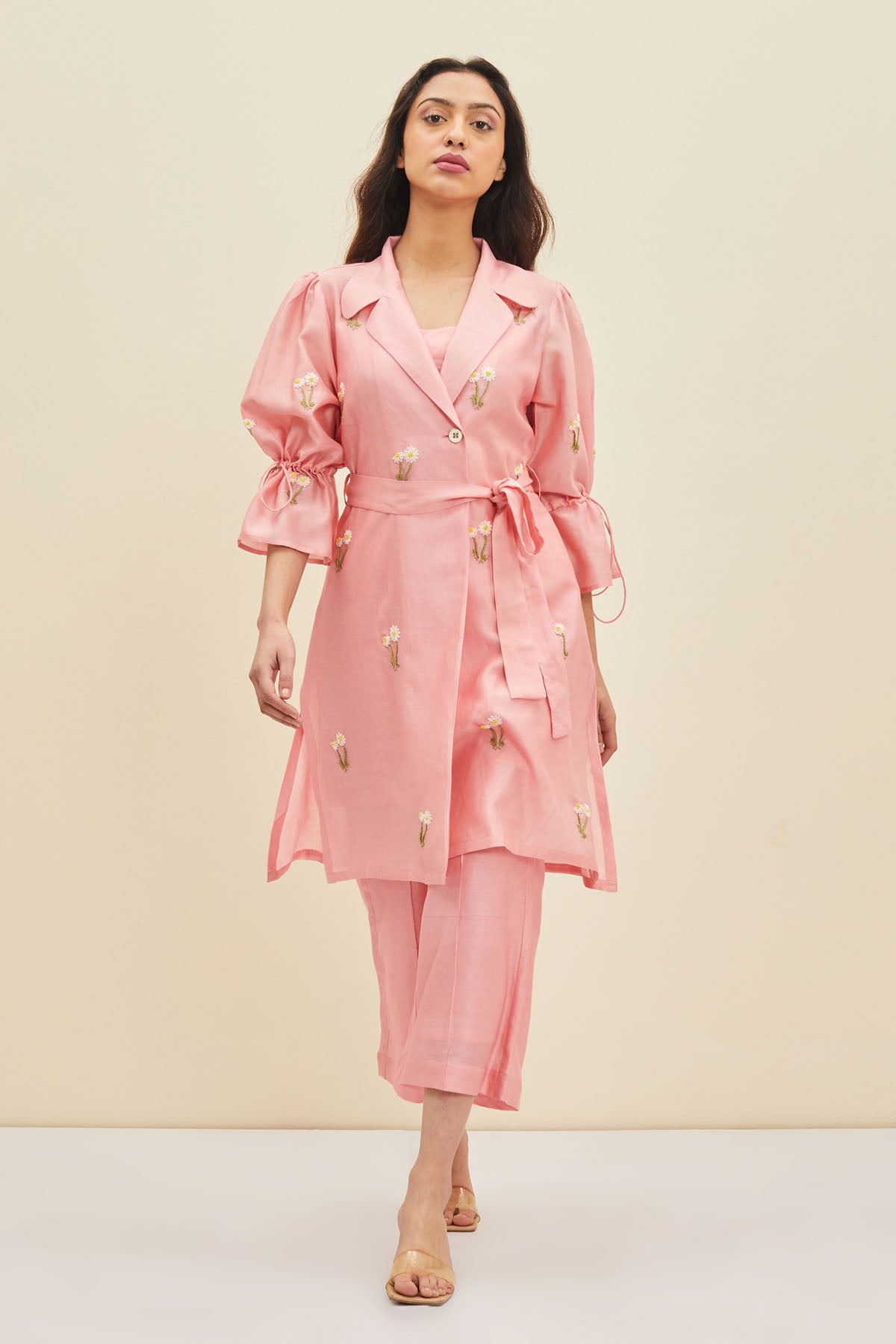 Pink Hand Embellished Tunic Set