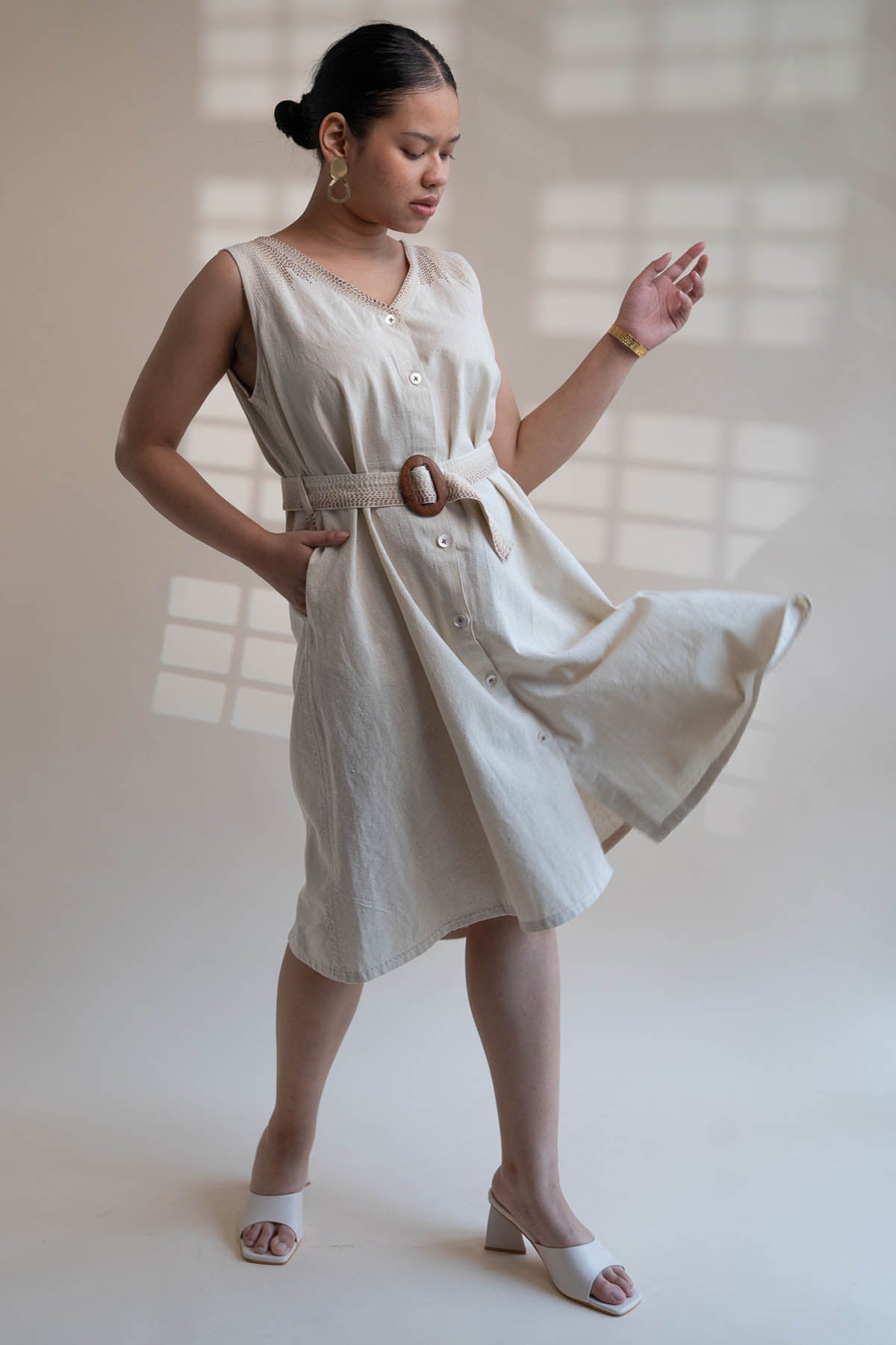 Buy Designer Kantha A-Line Trench Dress By Lafaani