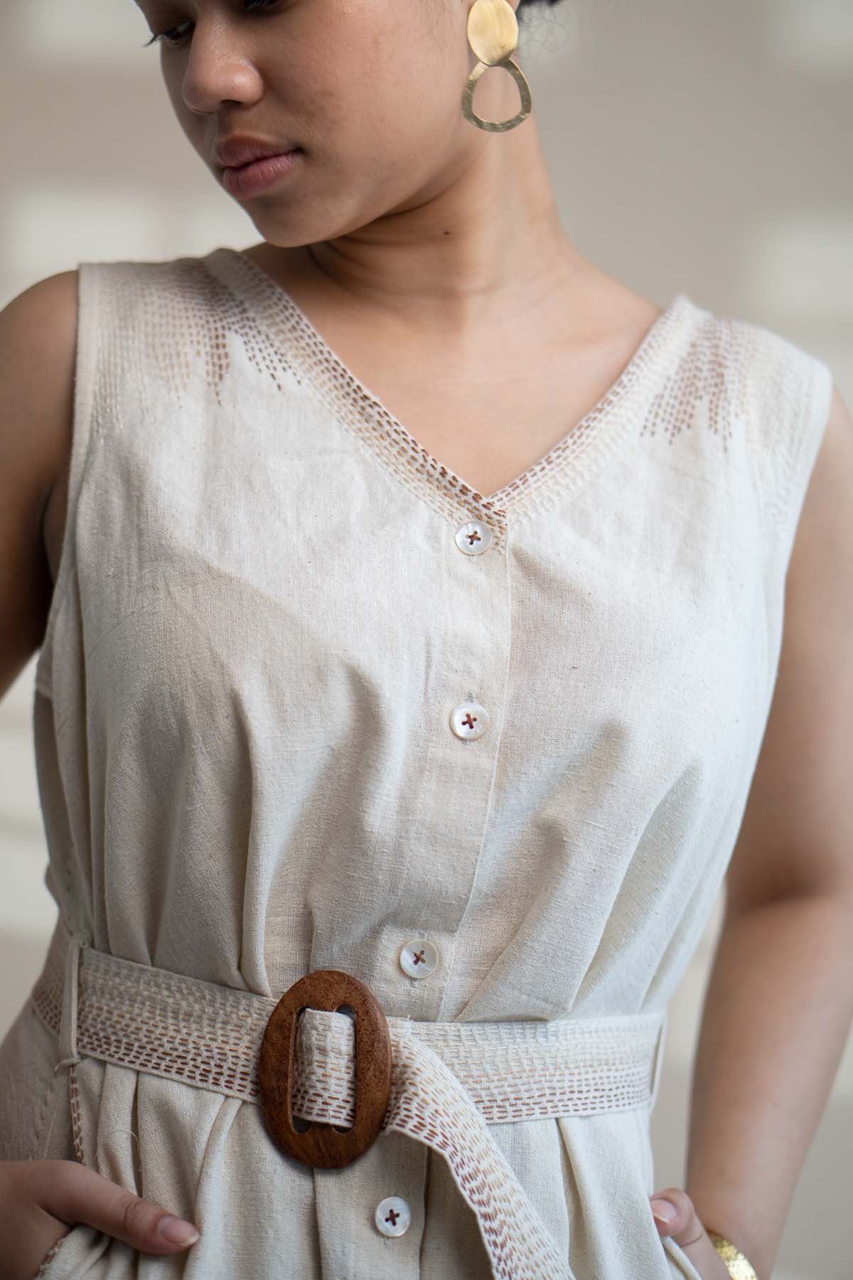 Kantha A-Line Trench Dress