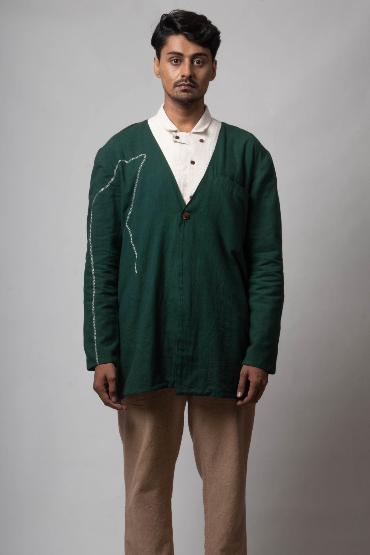 Buy Designer Kantha Paneled Jacket By Lafaani