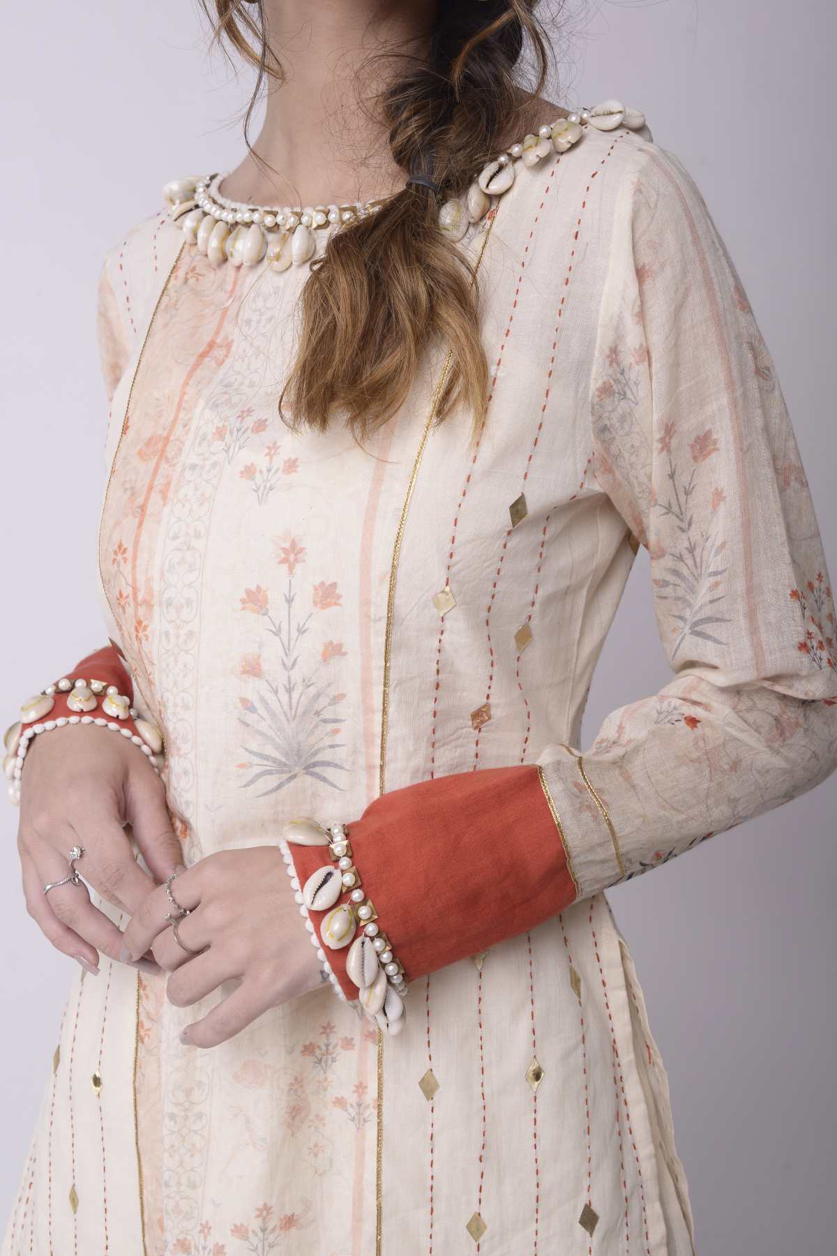 Cotton Kantha Print Kurta Set