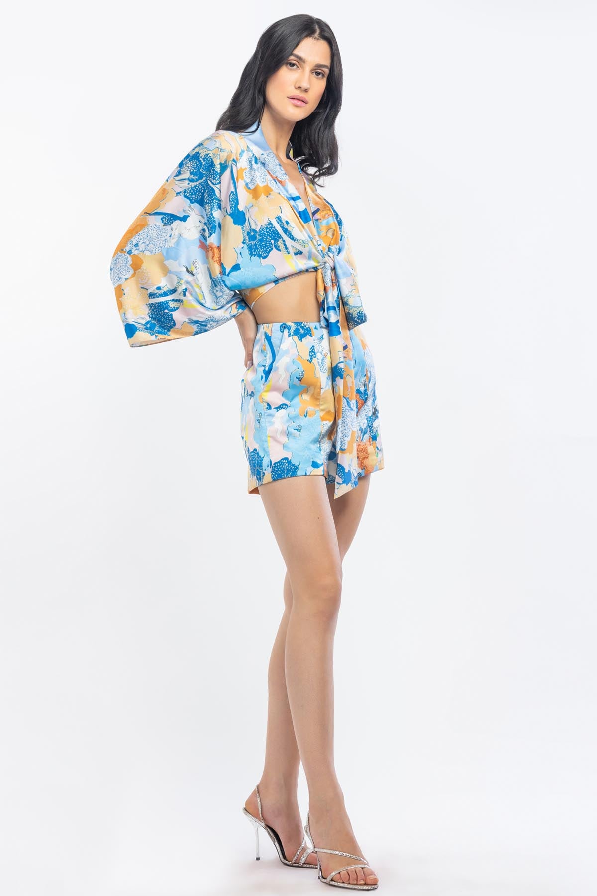 Kimono Tie Up Top & Shorts Set