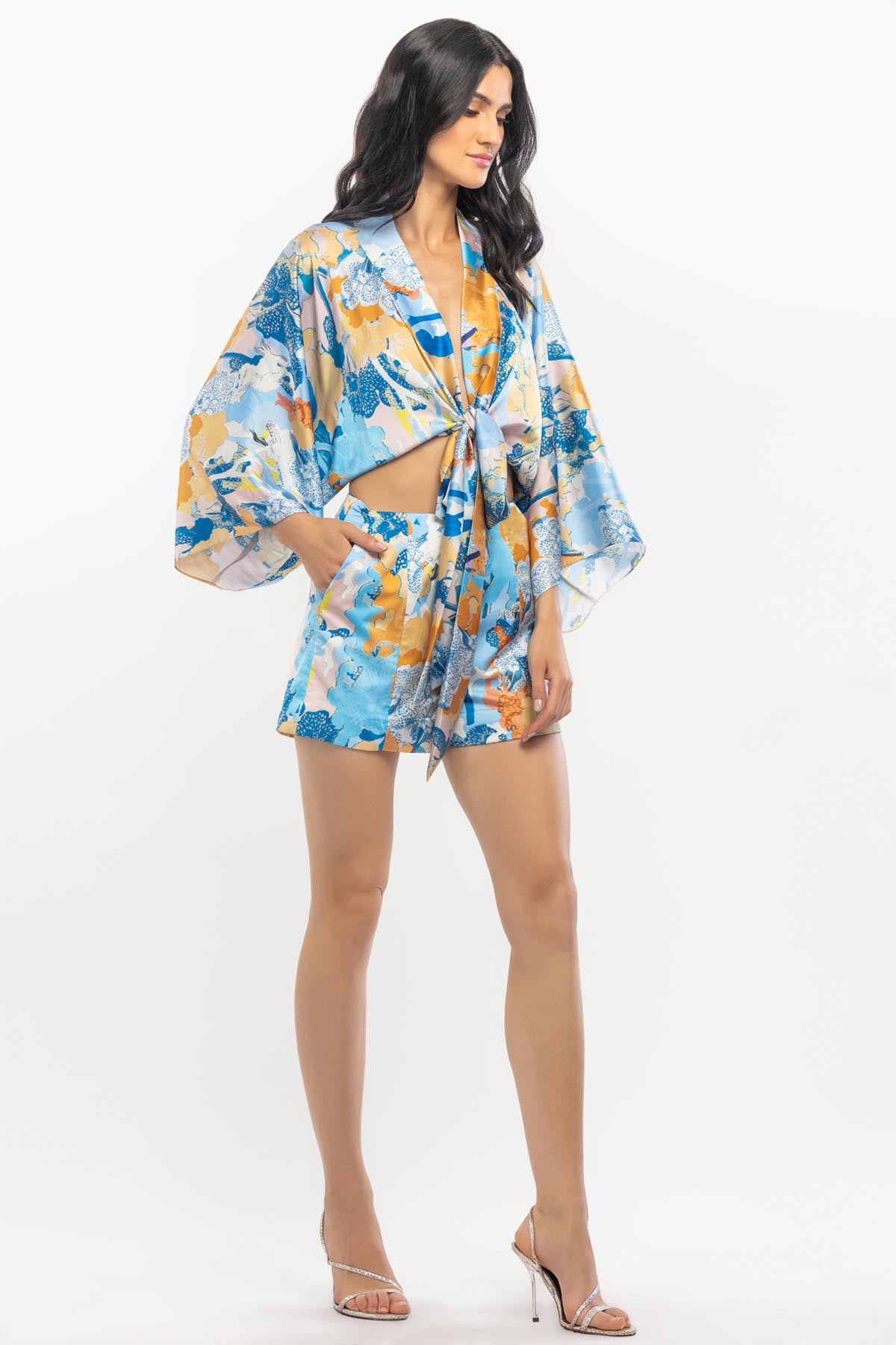 Kimono Tie Up Top & Shorts Set