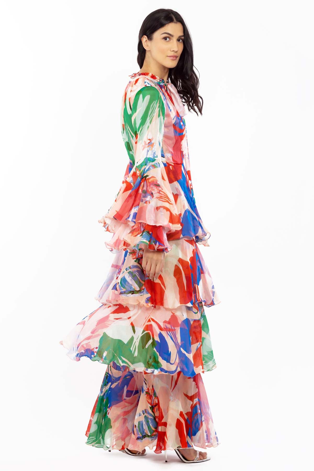 Layered Abstract Print Dress